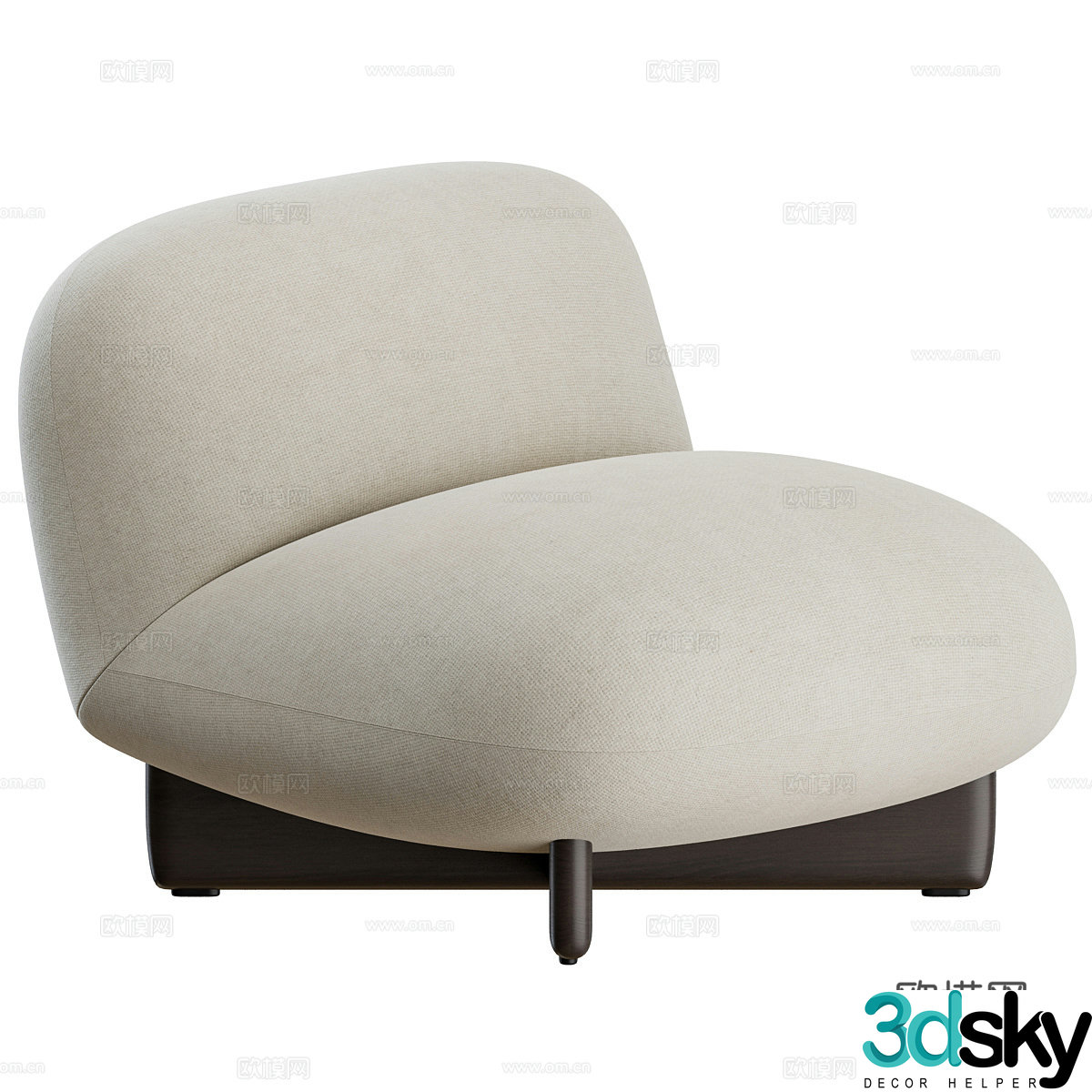 Modern Creamy Hasu Armchair 3d Model