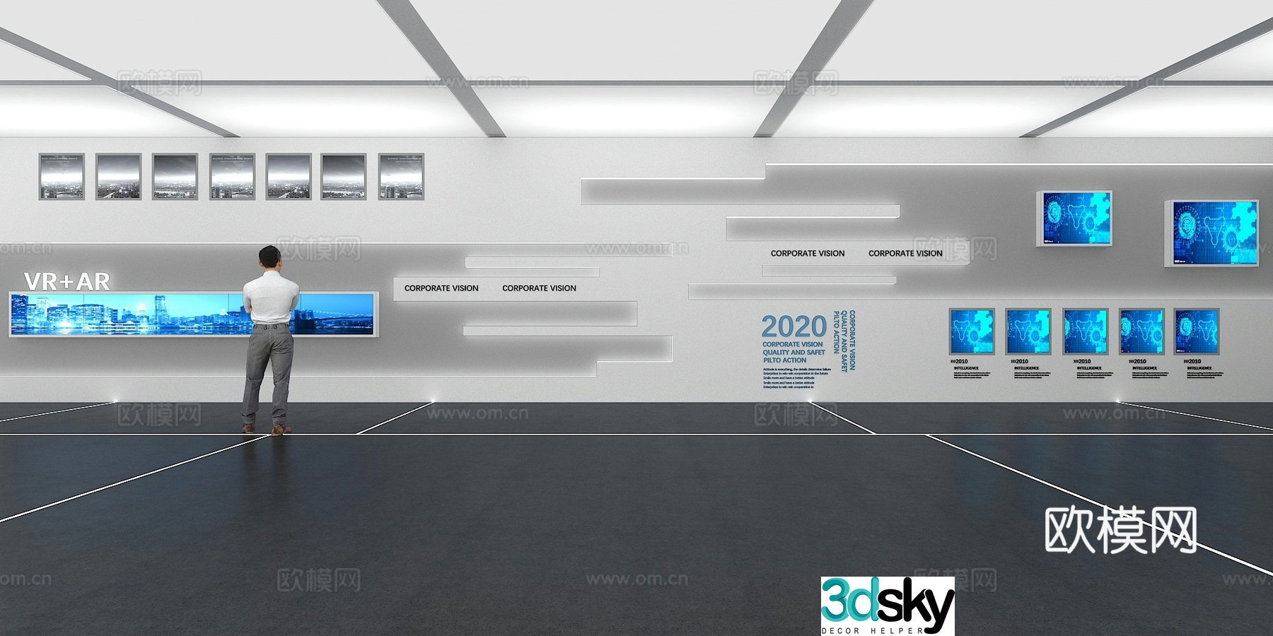 Cultural wall Corporate culture wall Display wall Sliding screen Exhibition hall Campus culture Classroom 3D model