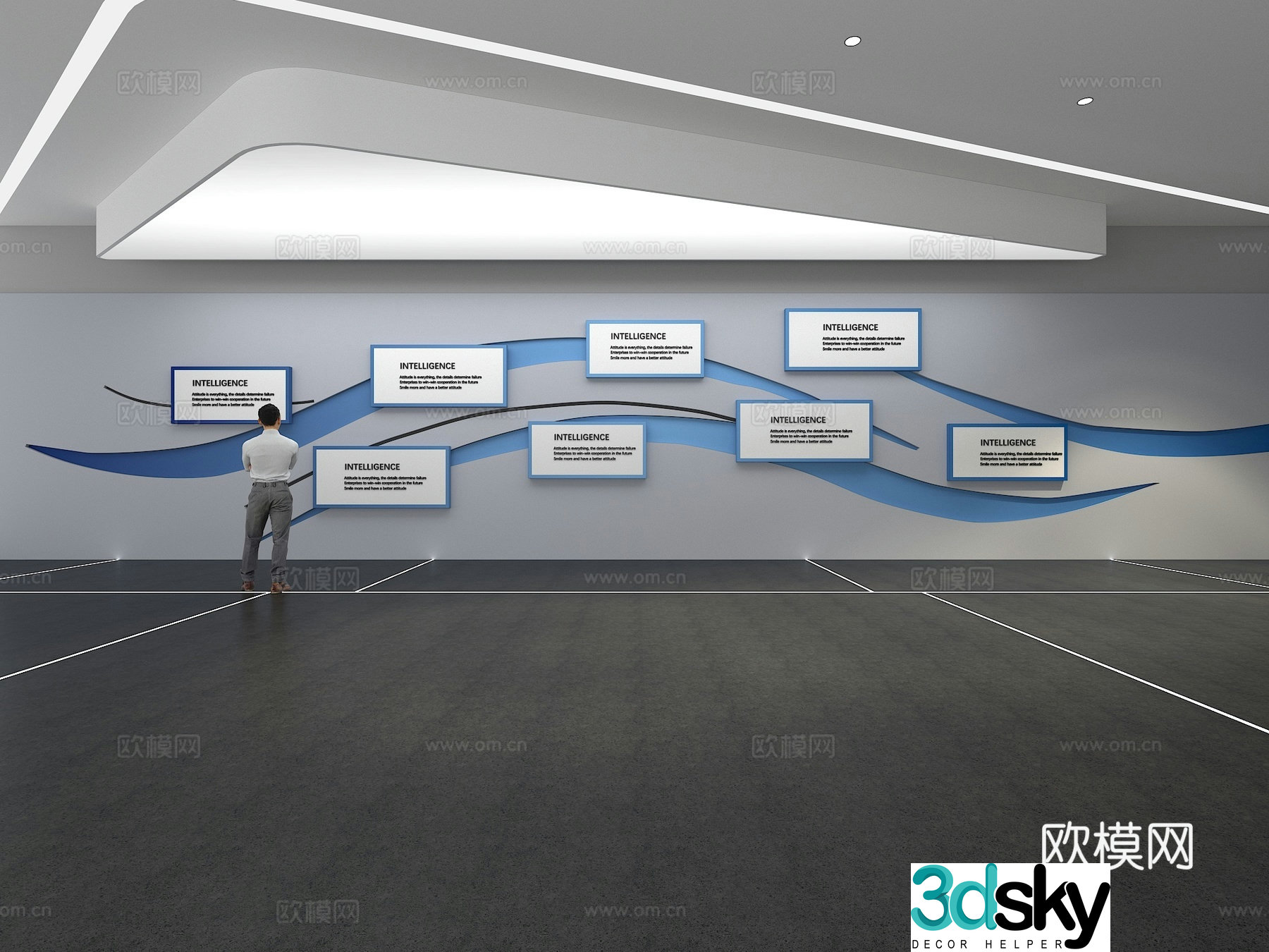 Cultural wall Corporate culture wall Display wall Classroom Exhibition hall Campus culture Corridor 3D model