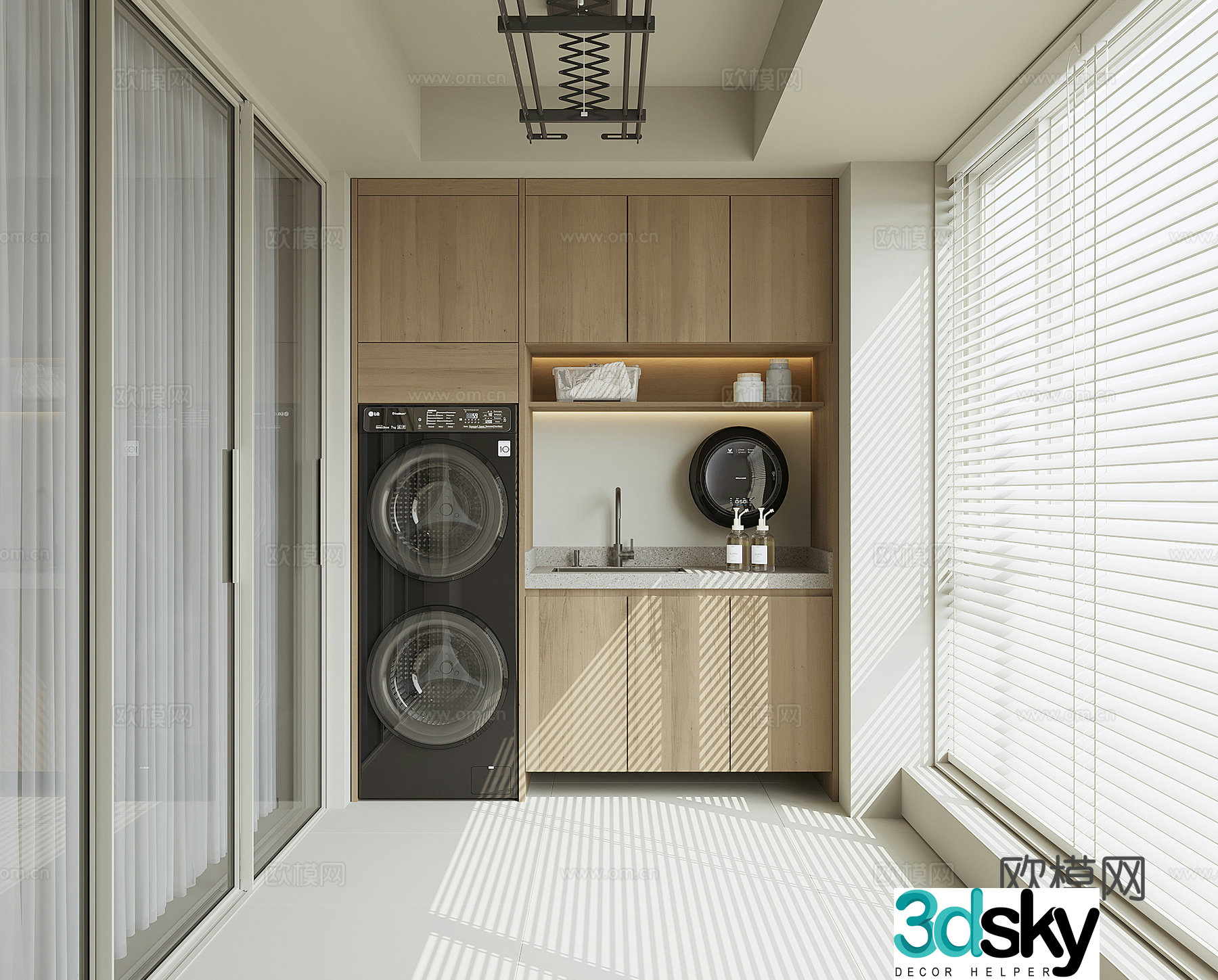 Modern living balcony 3d model