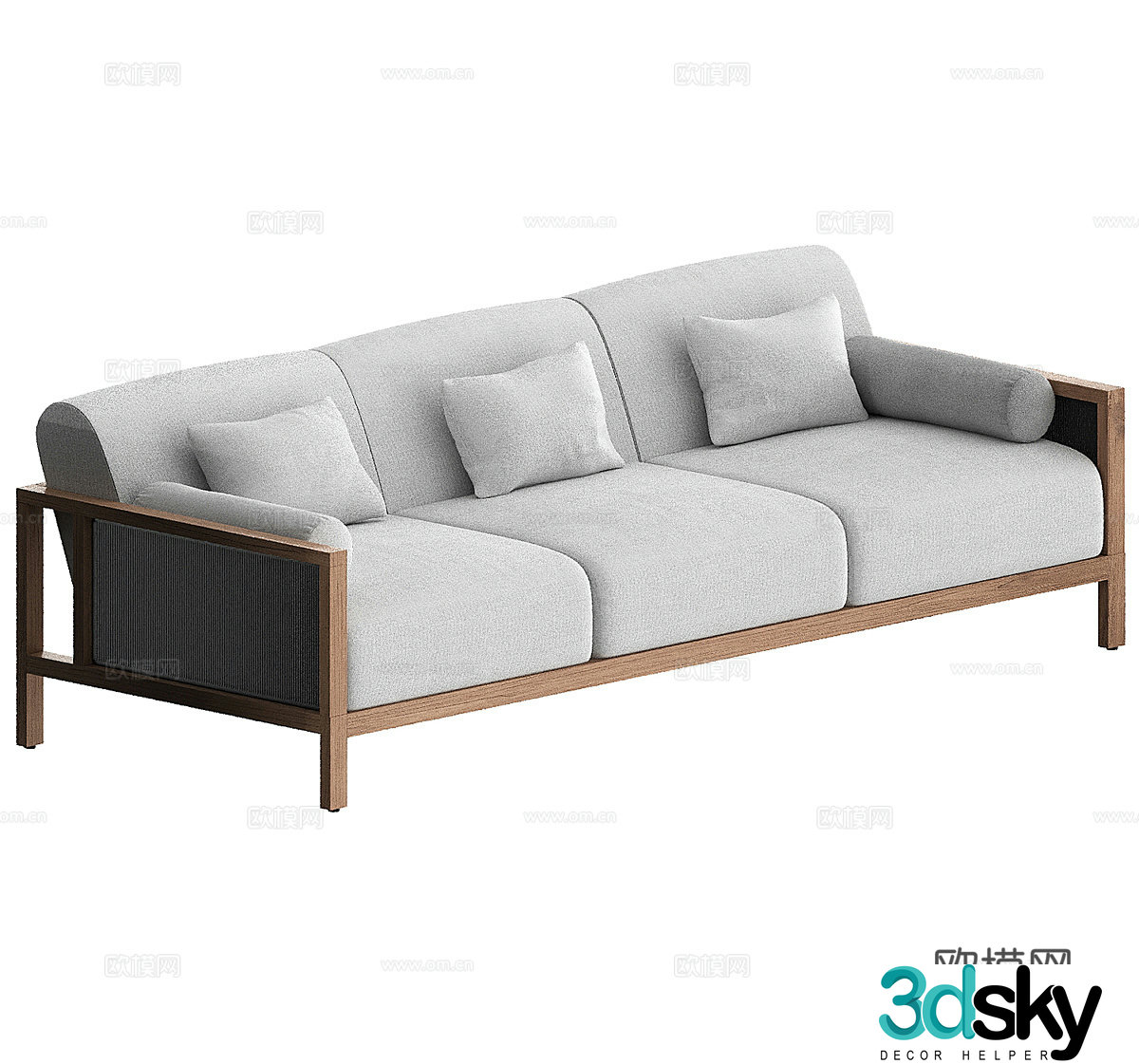 Simple three-person sofa fabric three-person sofa courtyard sofa casual sofa outdoor sofa 3D model