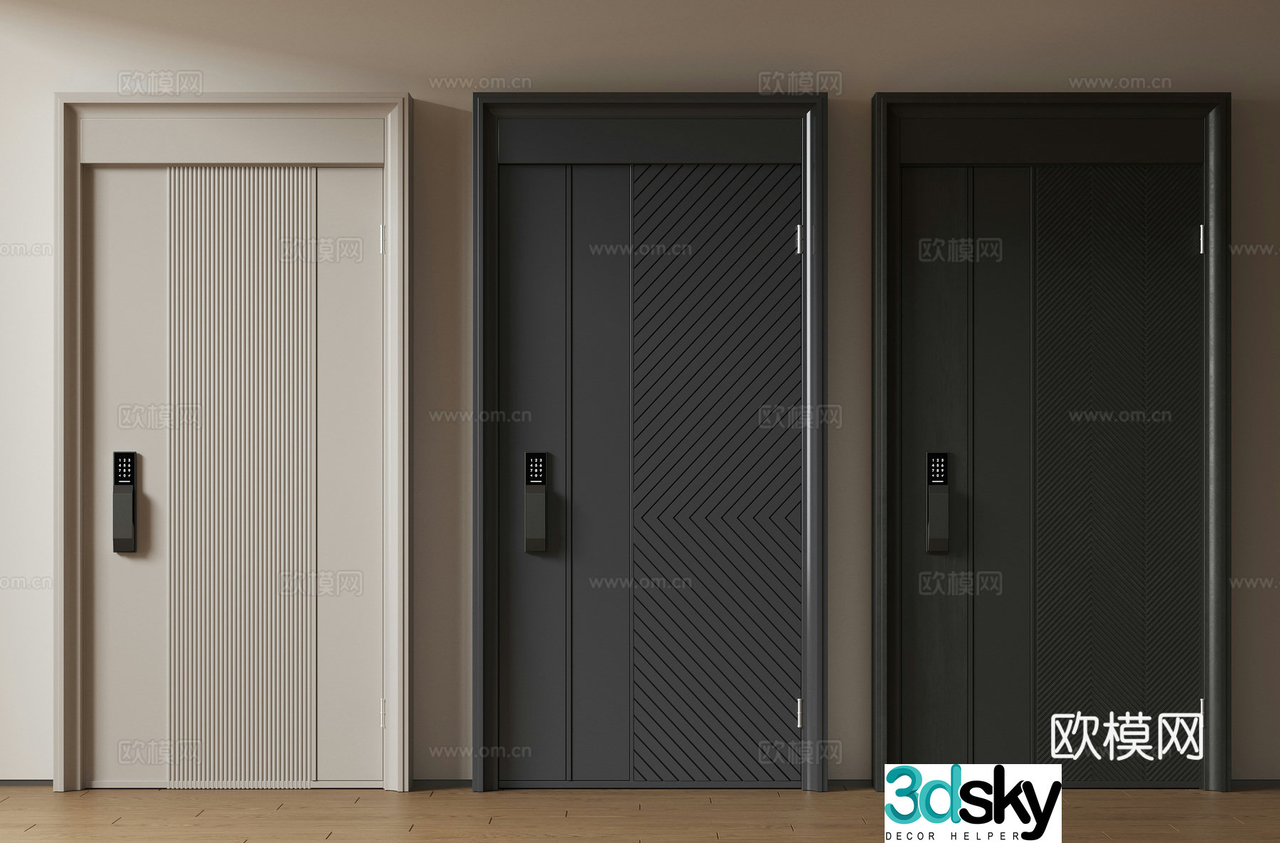 Modern minimalist entrance door medieval security door single opening door mother and child door main door password door 3D model