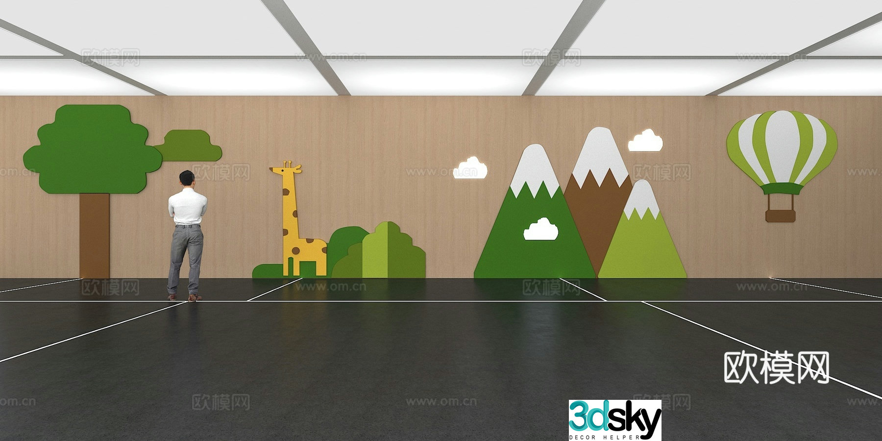Cultural wall Children’s cultural wall Display wall Classroom Exhibition hall Campus culture Corridor 3D model