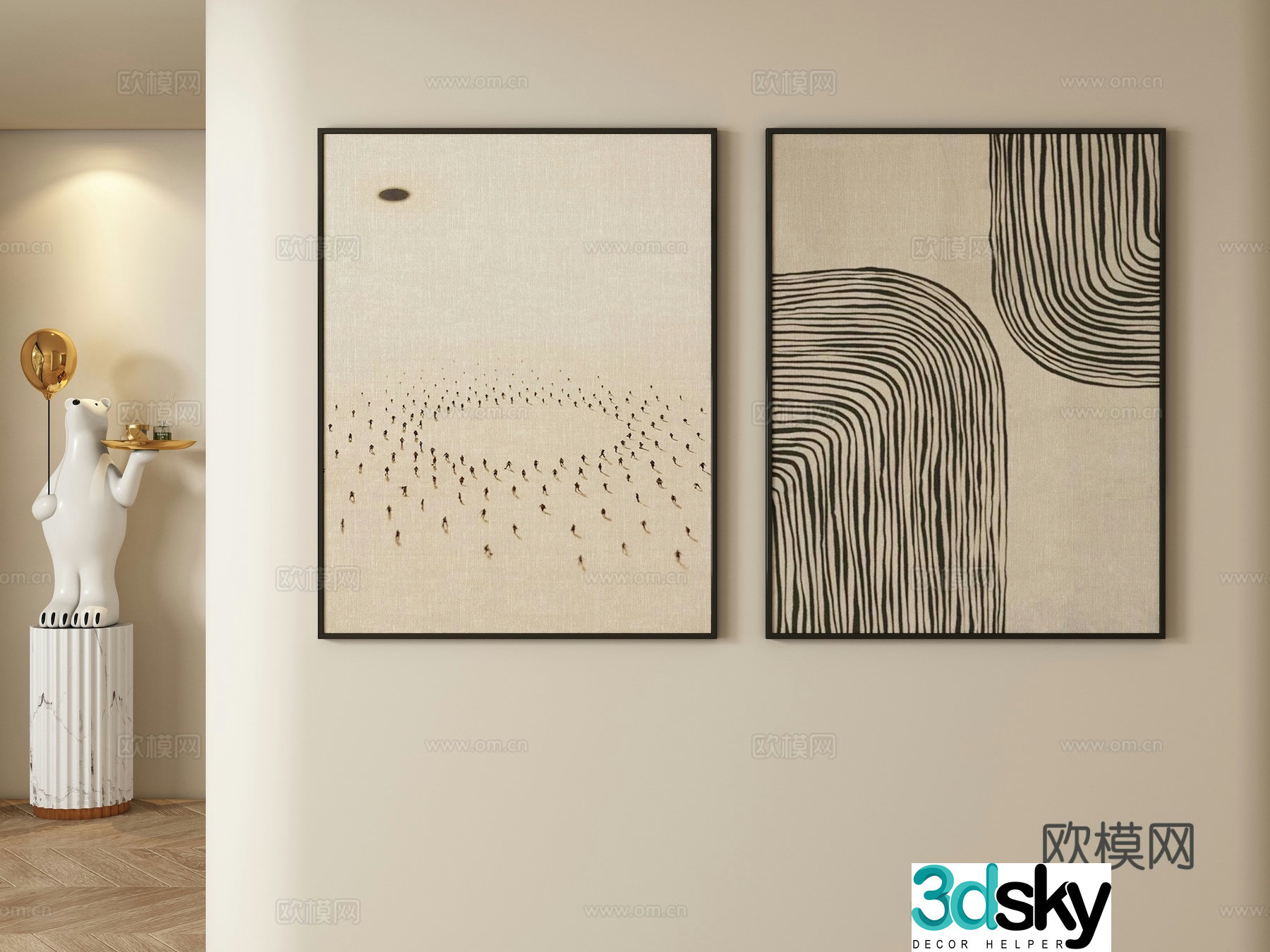 Wasabi wind decorative painting hanging painting 3d model