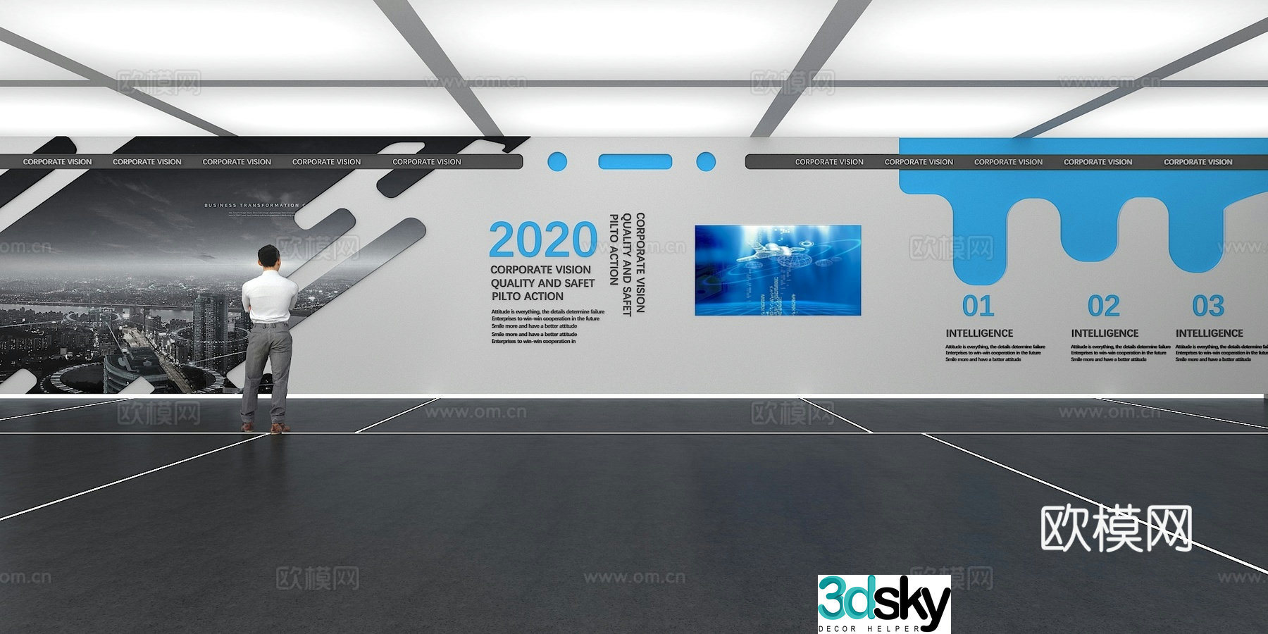 Cultural wall Corporate culture wall Display wall Theme wall Exhibition hall Campus culture Corridor 3D model