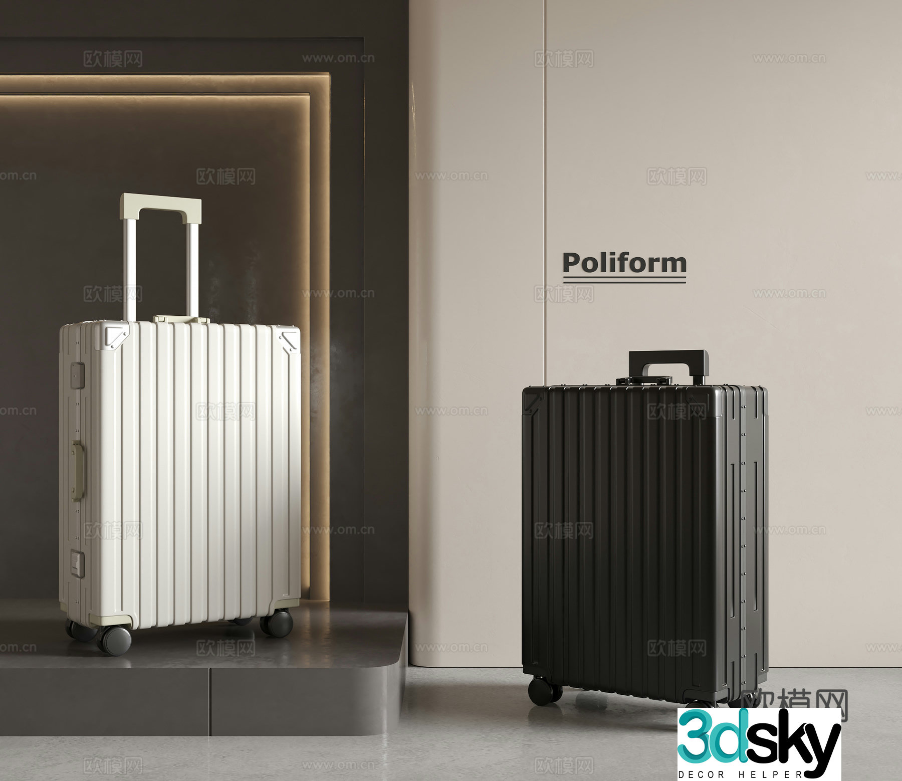 Modern suitcase trolley case 3d model