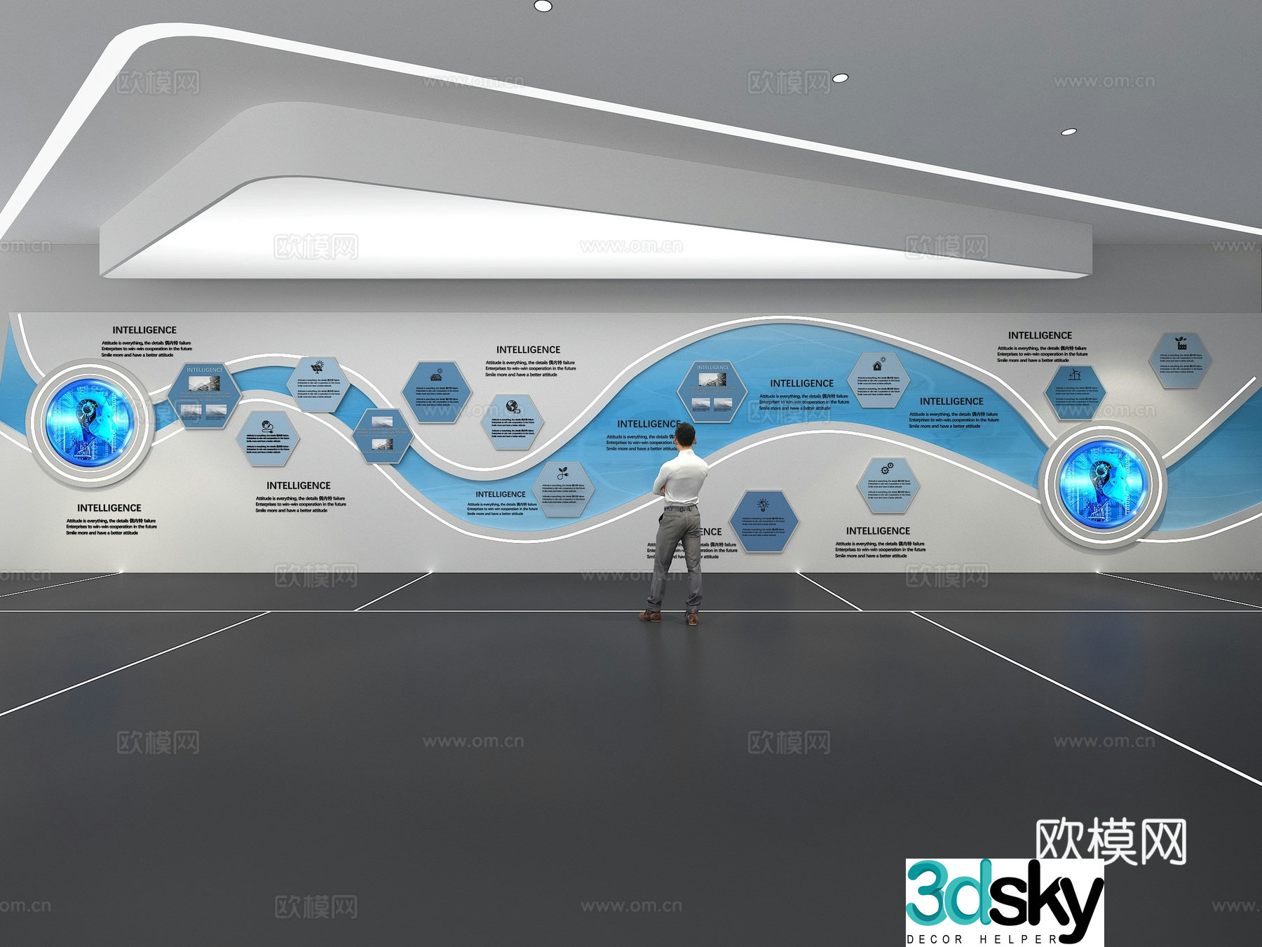 Cultural wall Corporate culture wall Display wall Theme wall Exhibition hall Campus culture Corridor 3D model