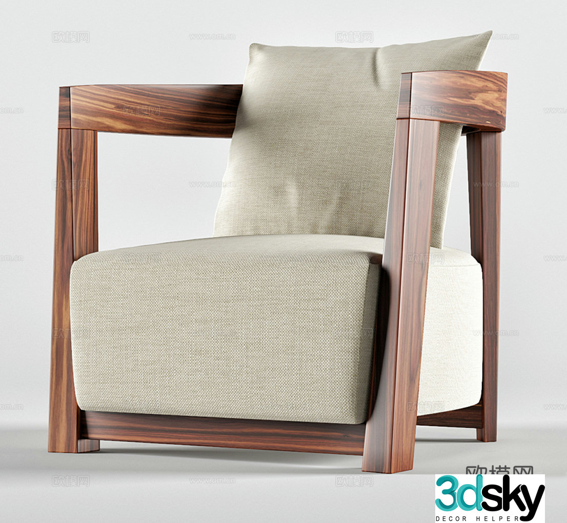 Wasabi single sofa Wasabi single chair B&B single chair Courtyard single chair Armchair Cloth 3D model