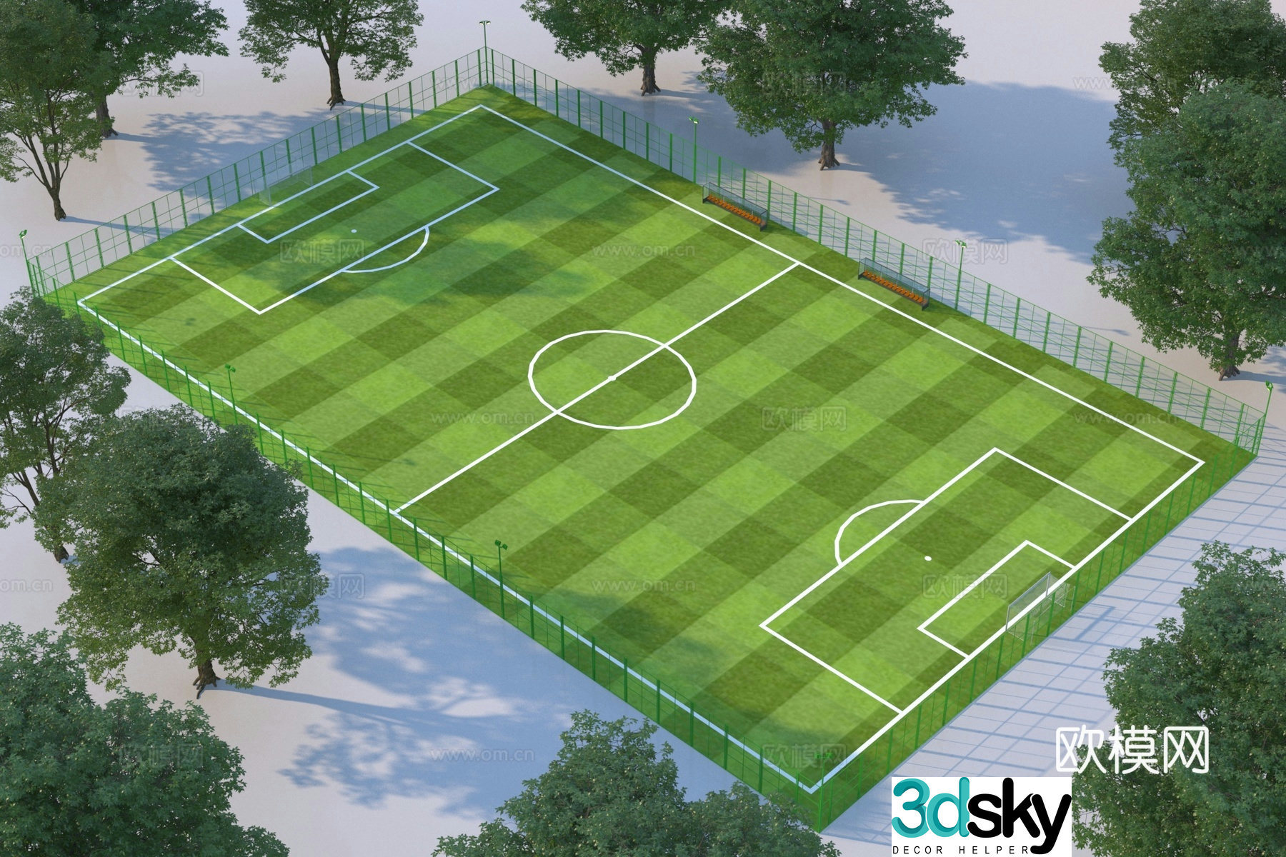 Modern football field 3d model