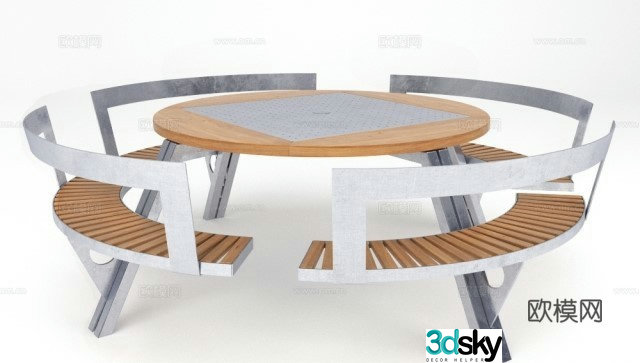 Outdoor table and chair 3d model