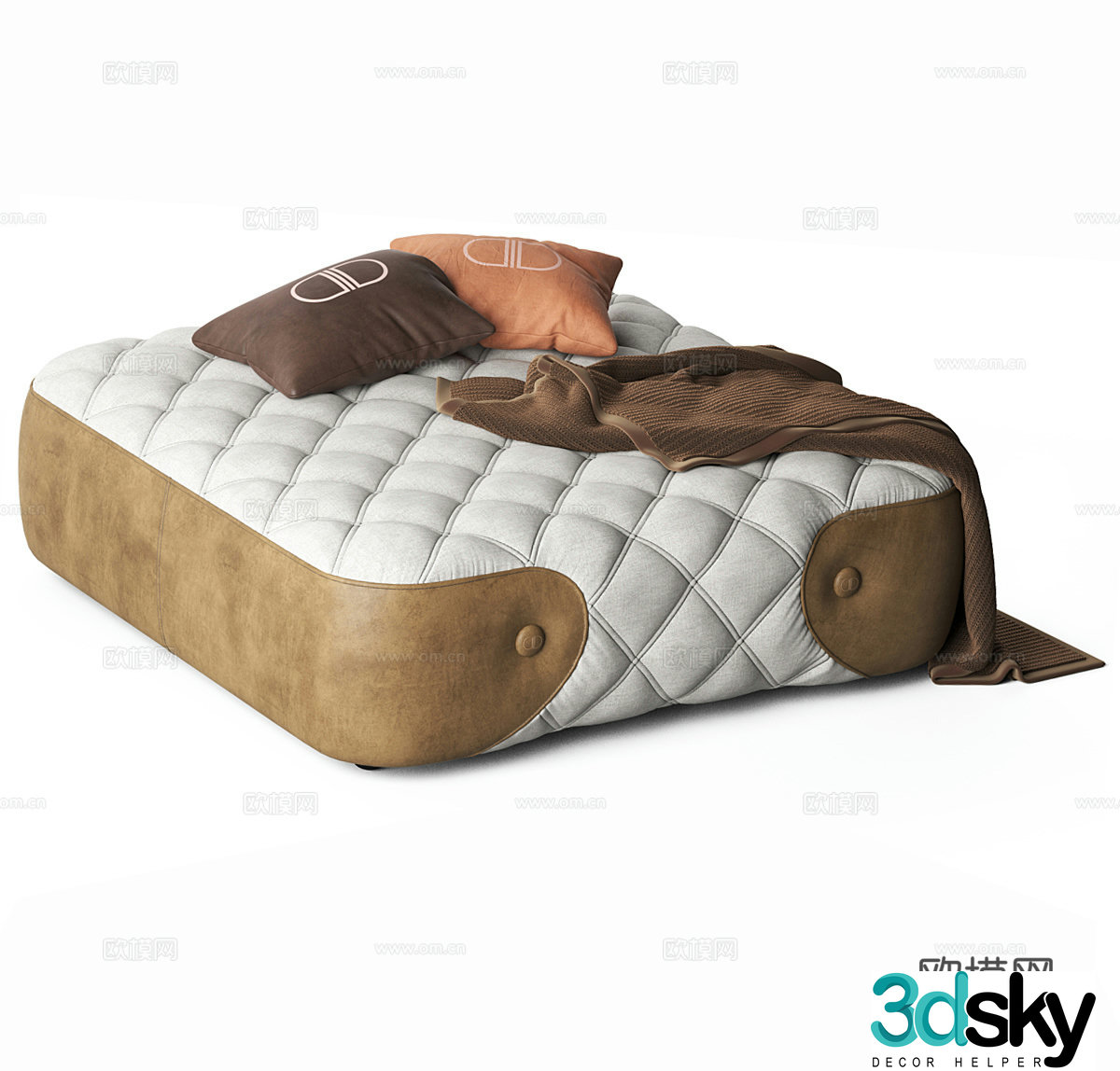 American cushion fabric sofa stool European sofa stool cushion shoe change stool 3D model