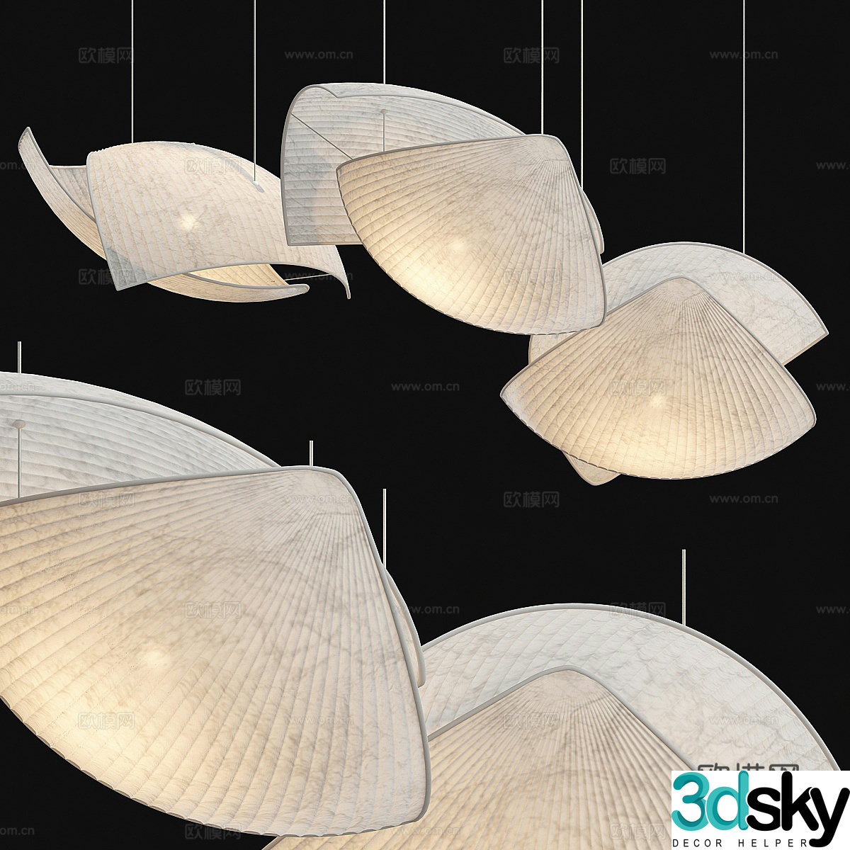 New Chinese style Grok Baliya Chandelier 3D Model