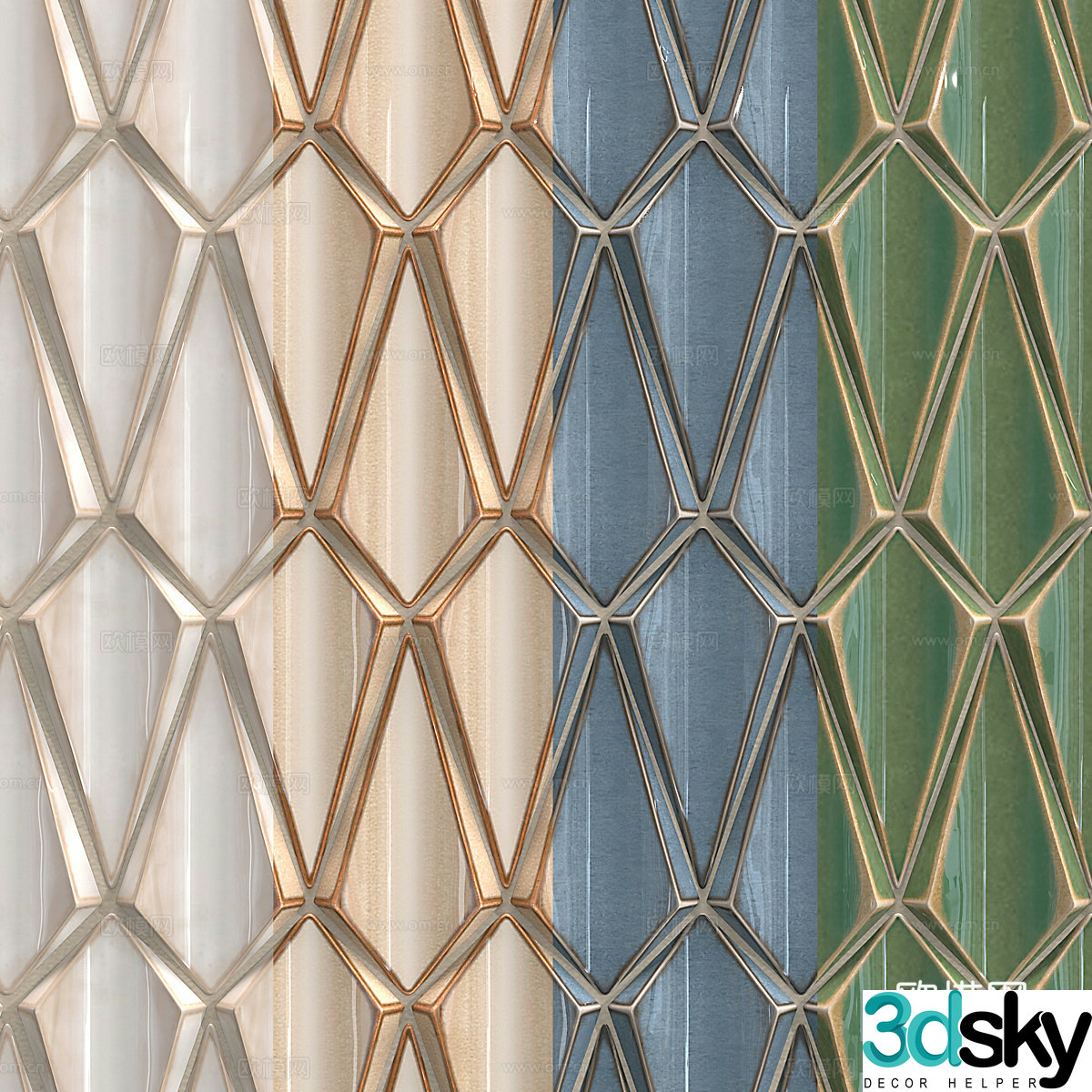 New Chinese style mosaic tiles 3D model