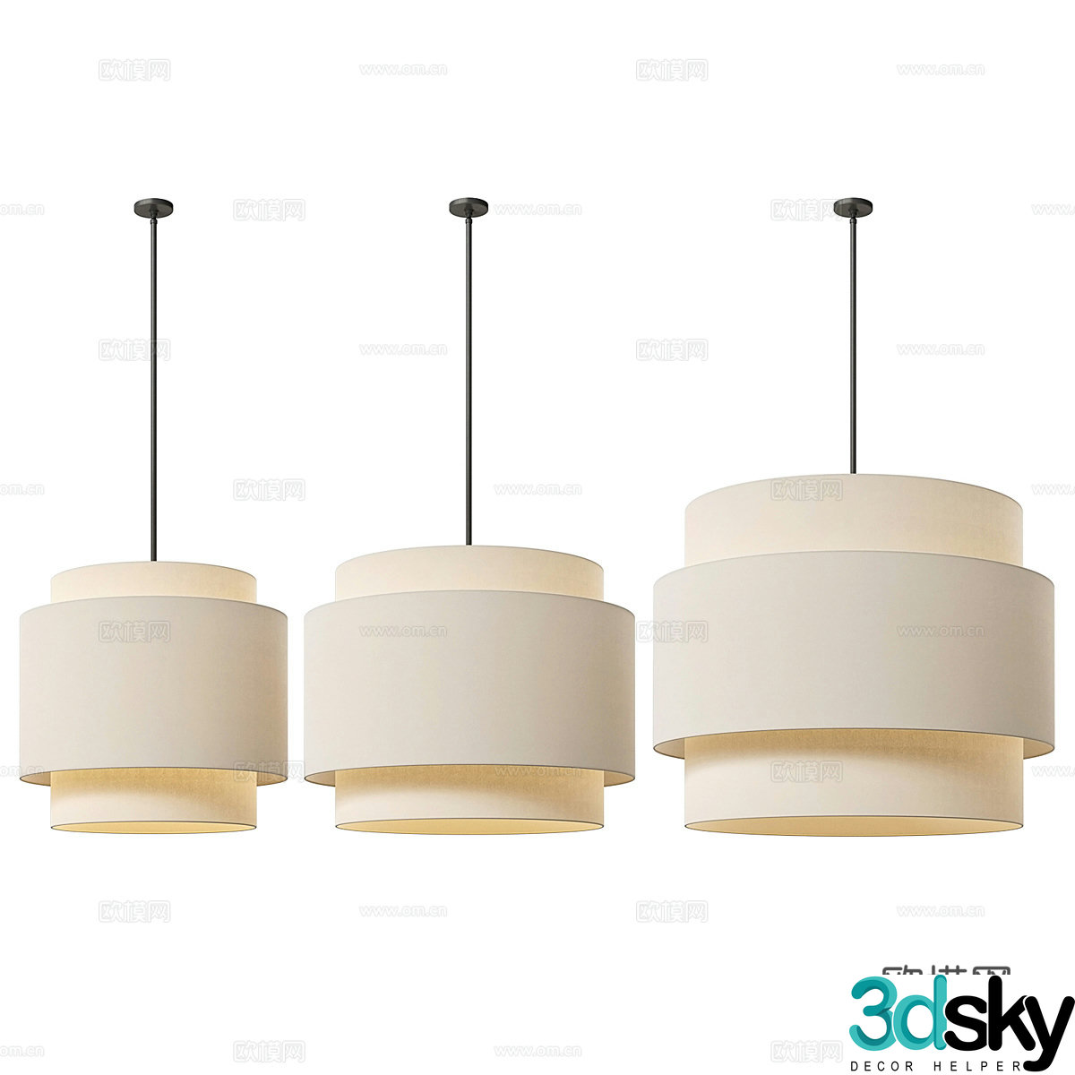 New Chinese style fabric decorative chandelier 3D model