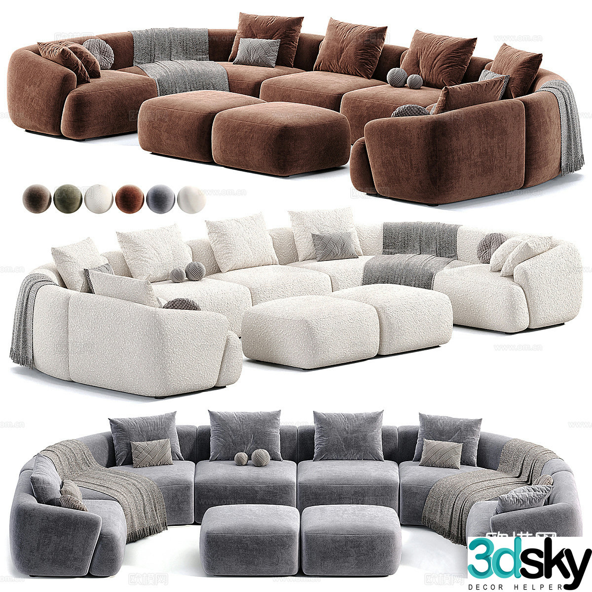 Modern Italian Divano XL Beaded Sofia Modular Combination 3D Model