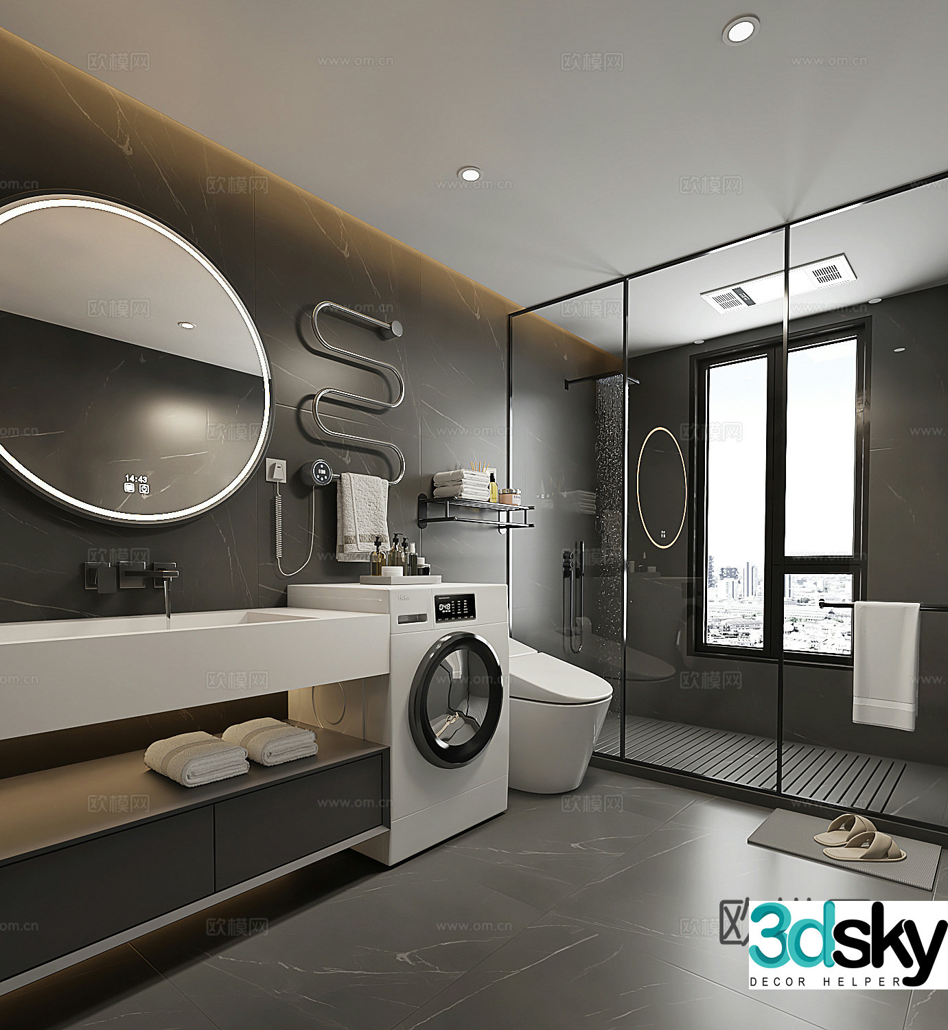 Modern dark bathroom 3D model