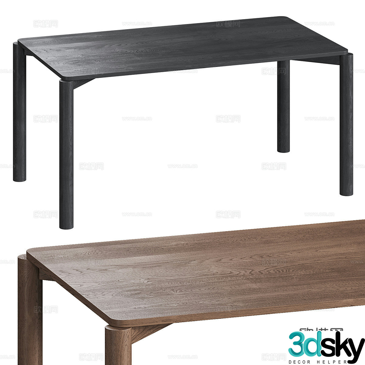 Modern Italian Dion Deephouse solid wood dining table 3D model