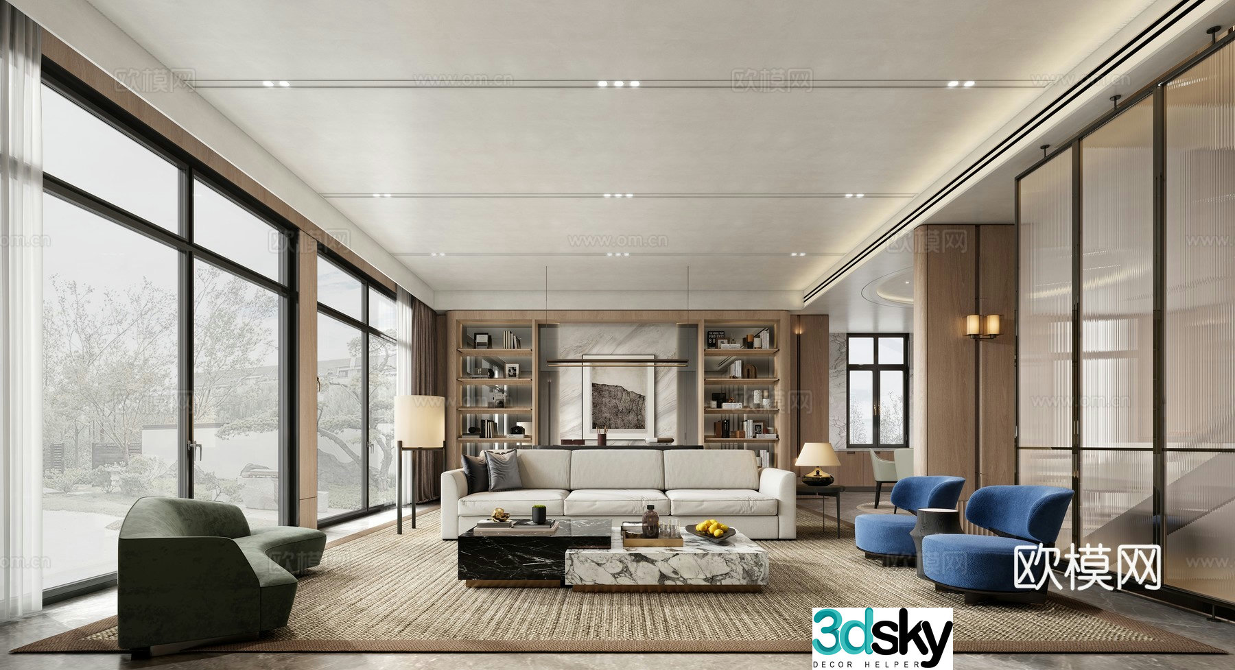 Villa living and dining hall overall model 3D model