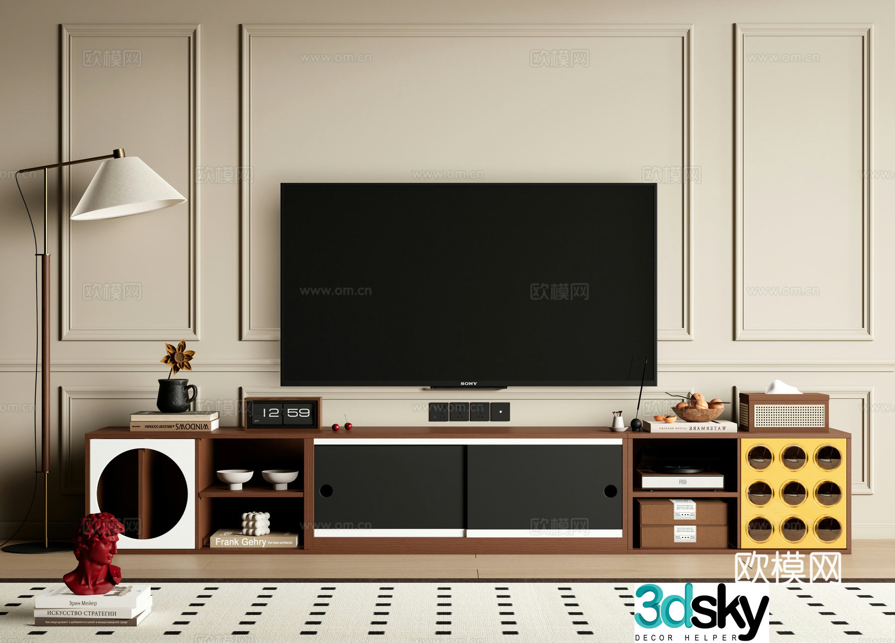 Medium retro TV cabinet Medium style TV cabinet Module combination cabinet Side cabinet TV 3D model