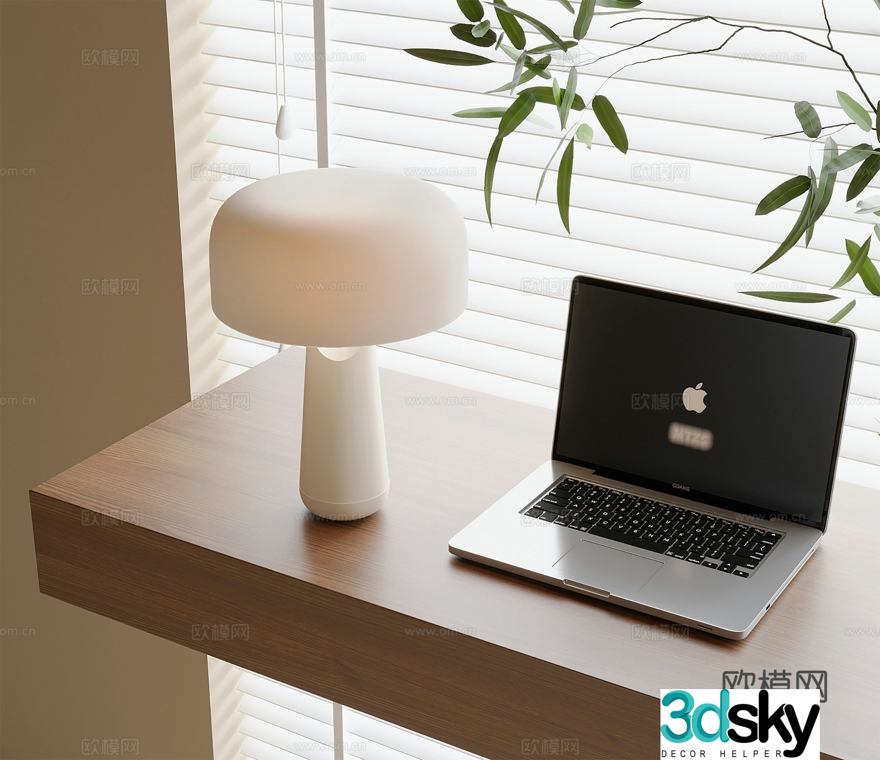 Modern desk lamp laptop 3d model