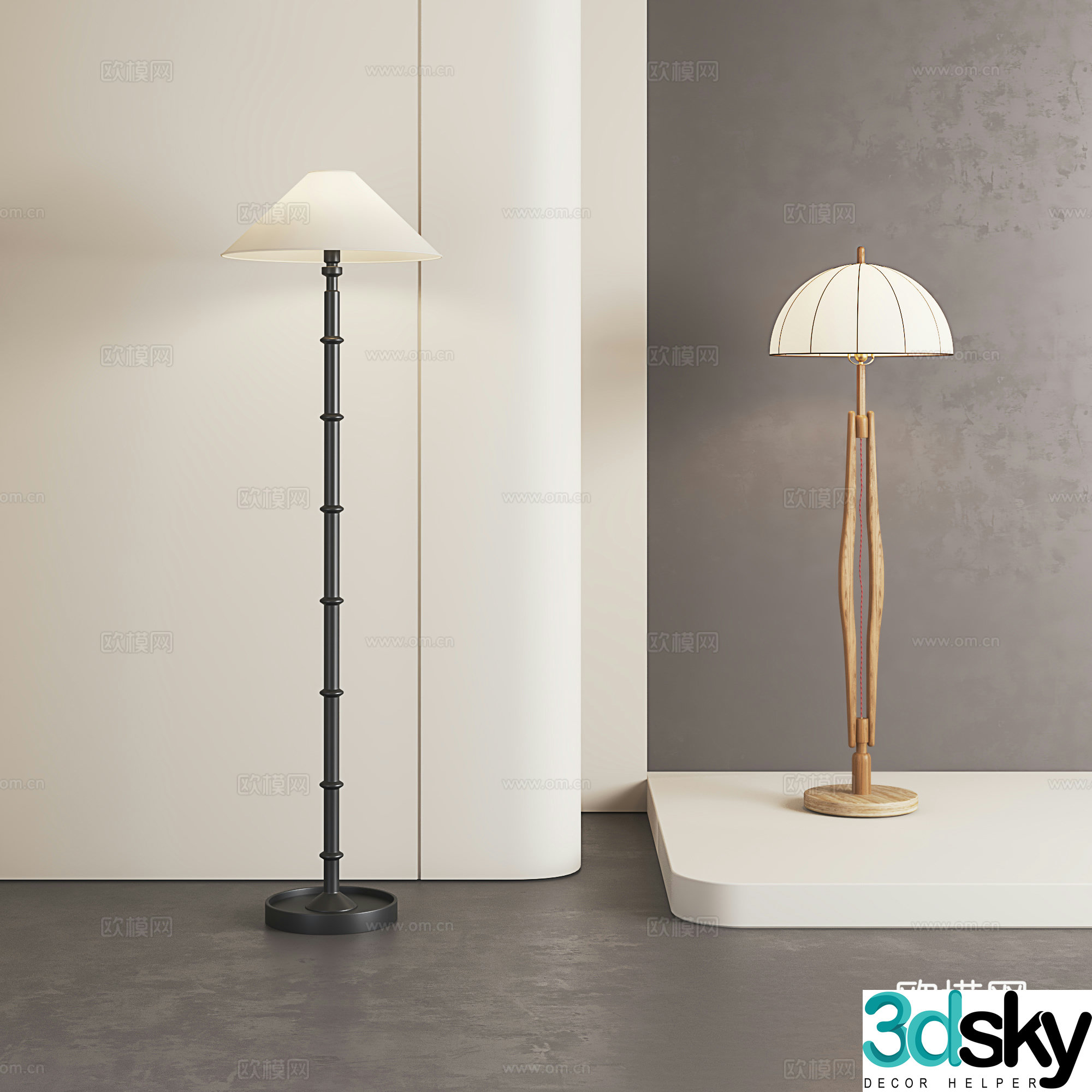 Wasabi wind floor lamp Middle style floor lamp Retro style floor lamp 3D model
