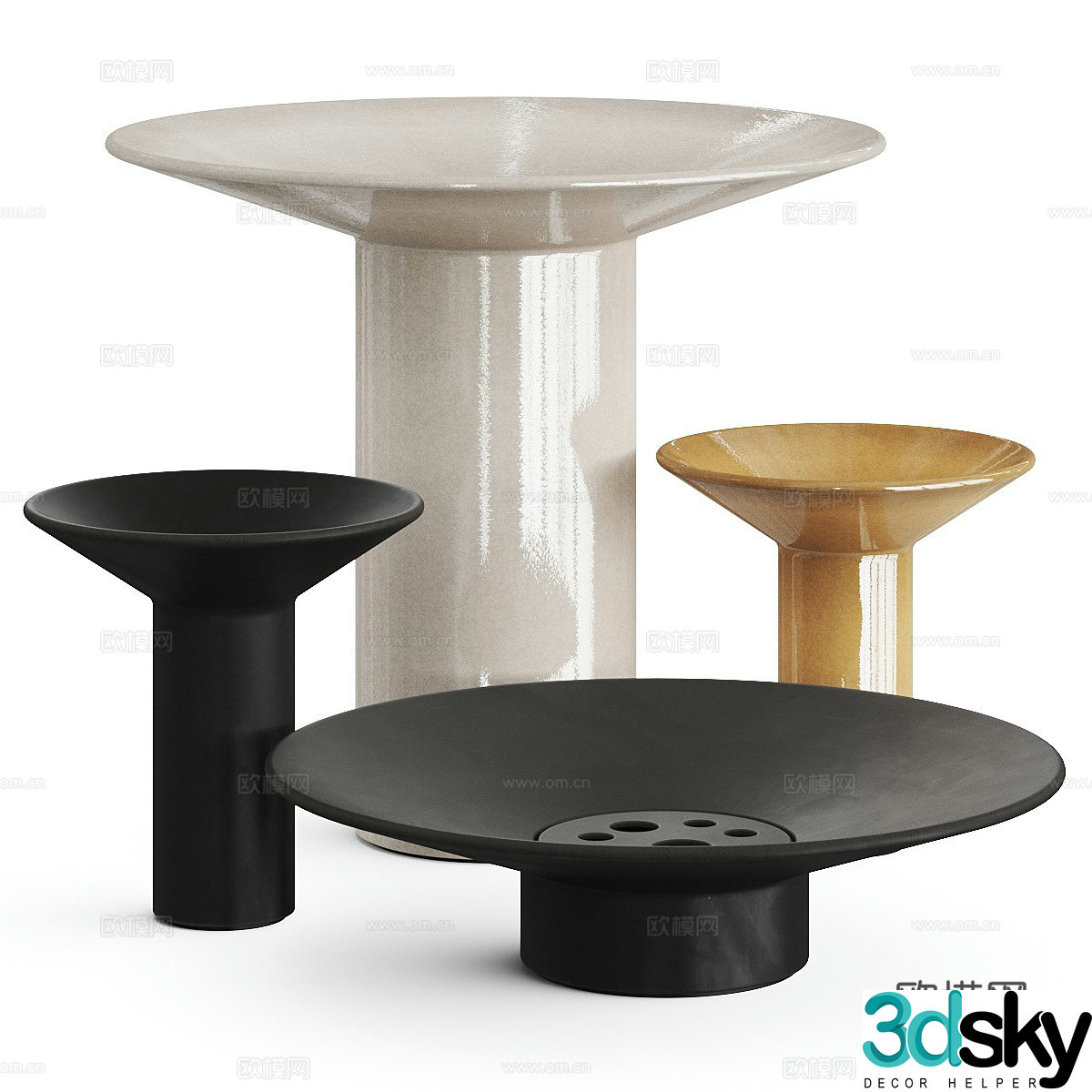 New Chinese ceramic side table 3D model