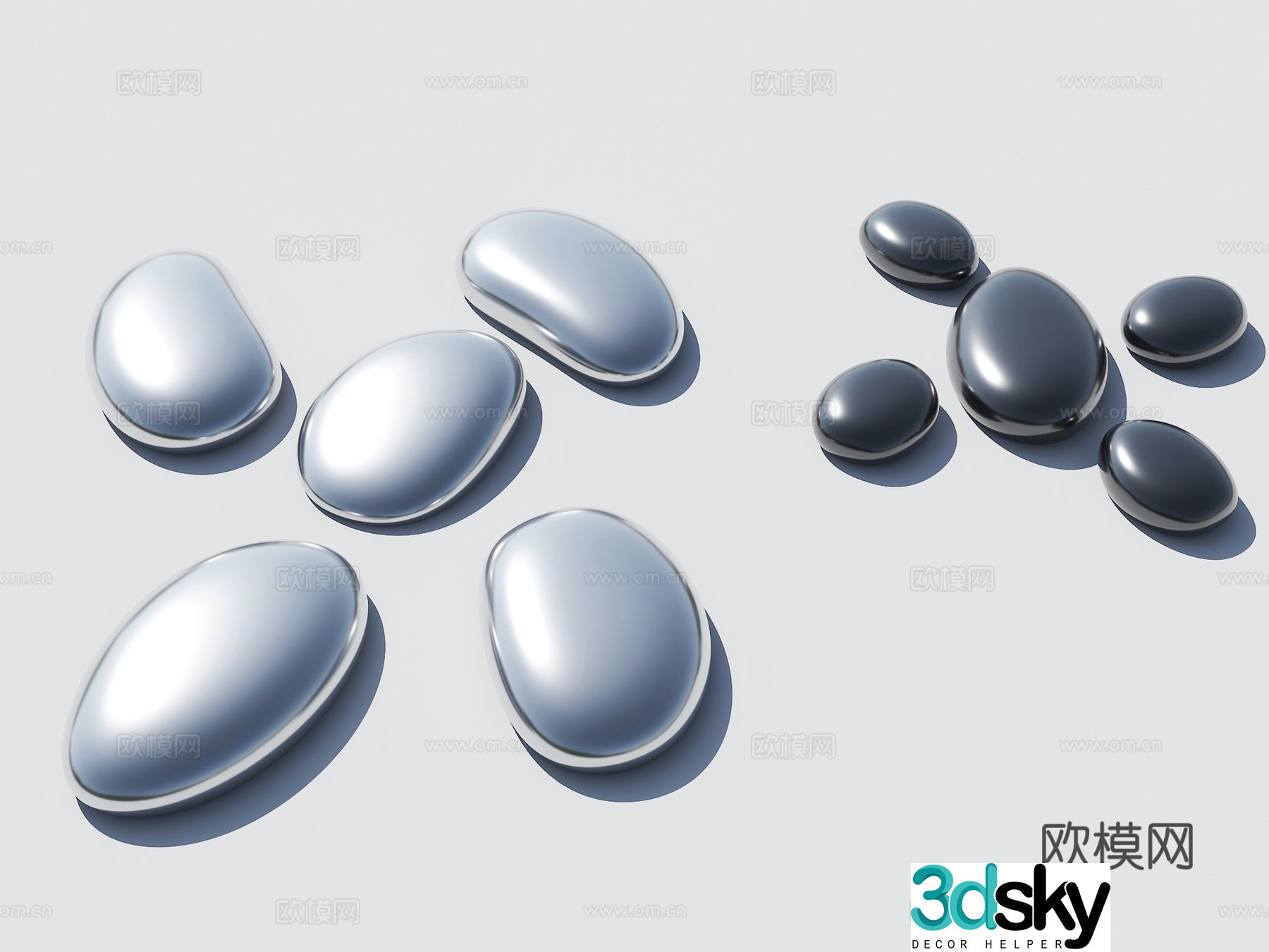 Stainless steel stool Pebble stool Stainless steel pebble stool Park stool Sketch Square stool 3D model