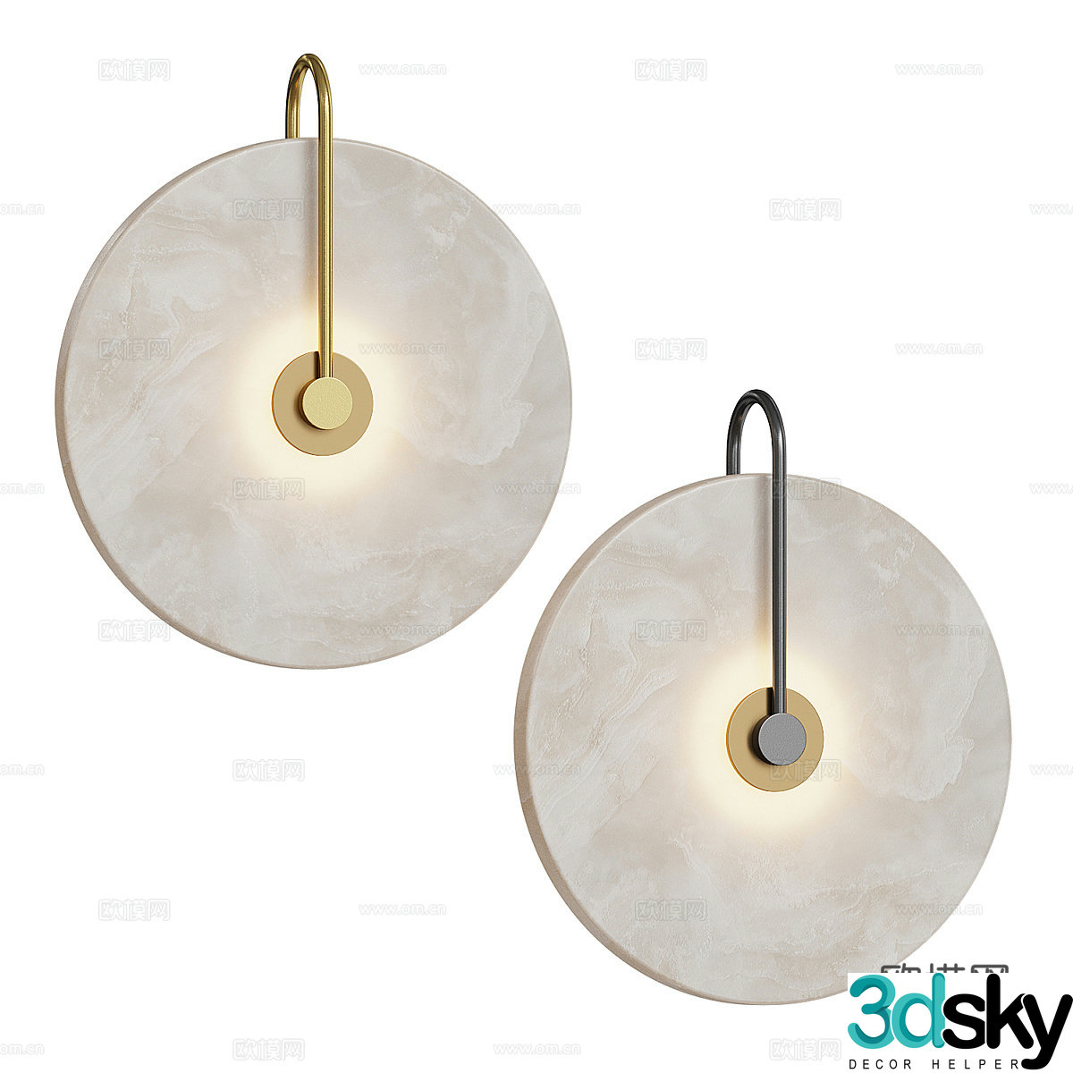 New Chinese style light luxury frosted white marble LED wall light 3d model