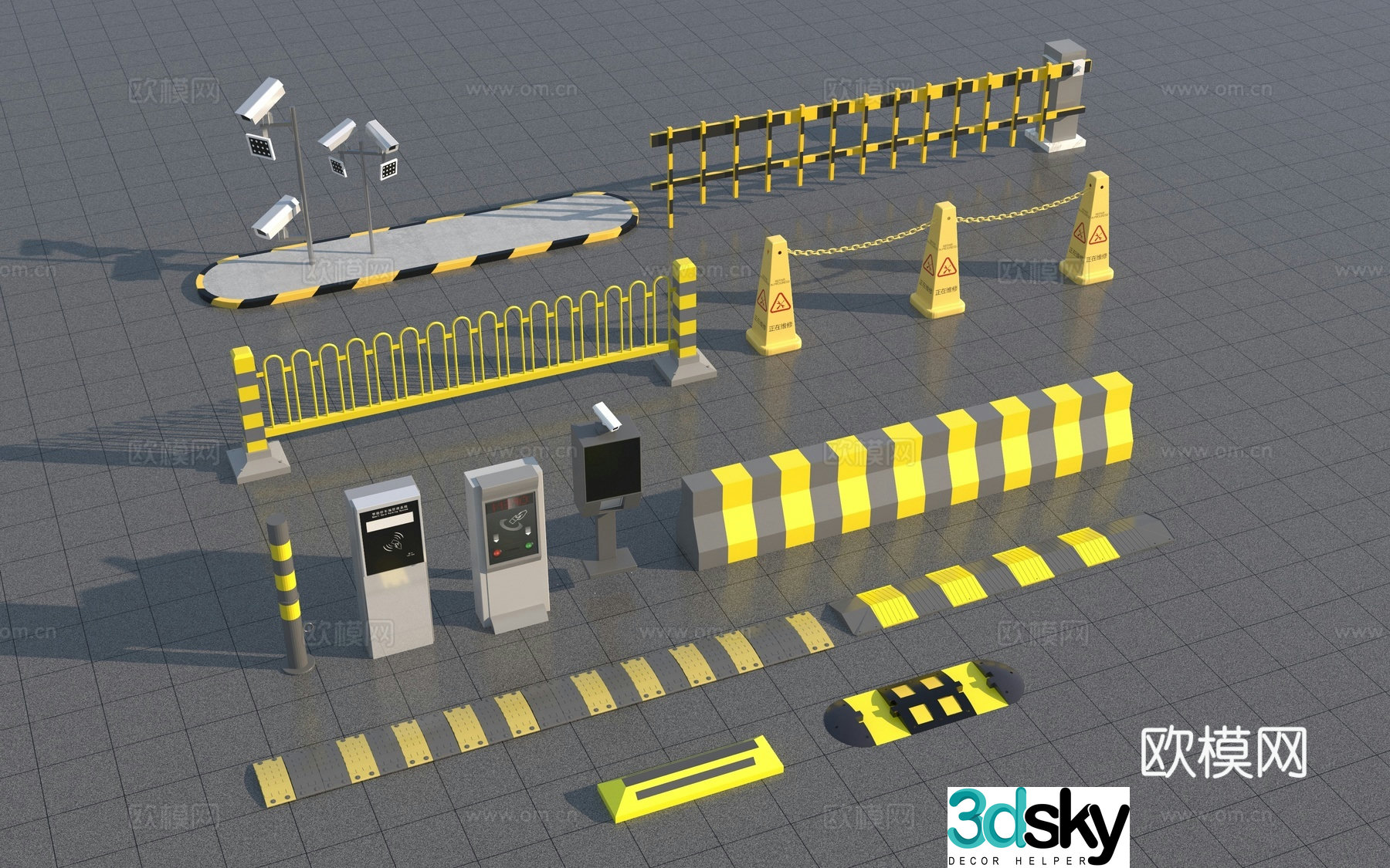 Traffic accessories_speed bumps_car blockers_roadblocking facilities_traffic gate 3D model