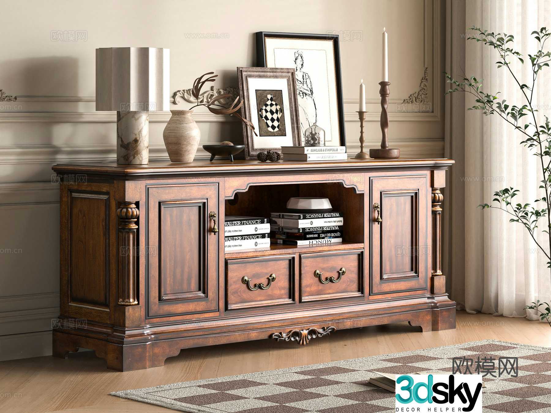 American style entrance cabinet 3D model