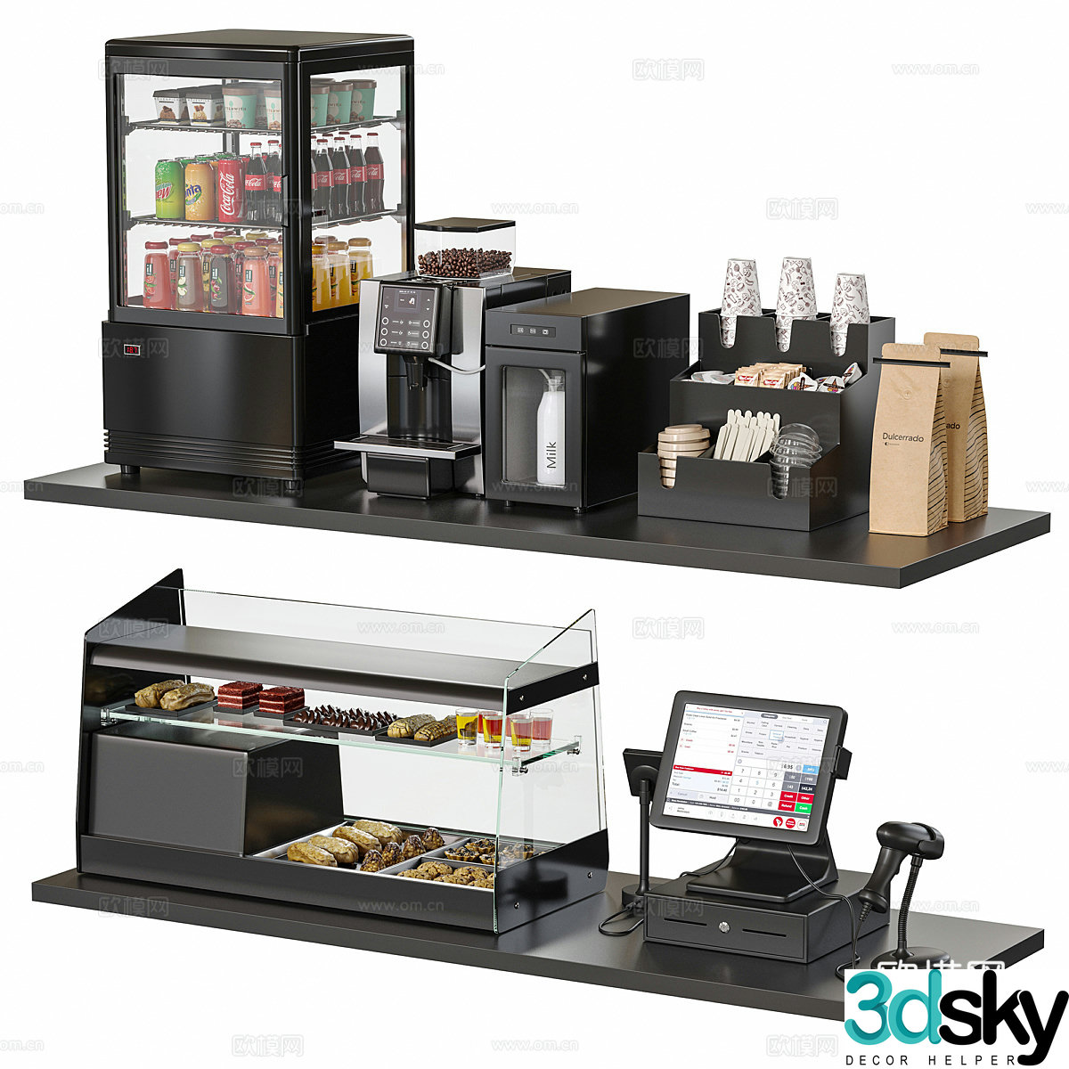 Modern cafe equipment 3d model