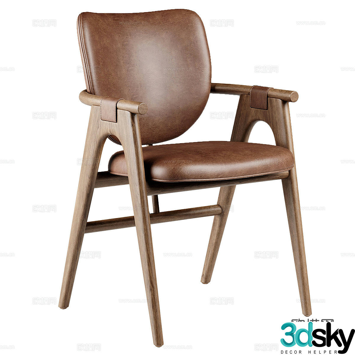 New Chinese style Havana brown chair 3d model