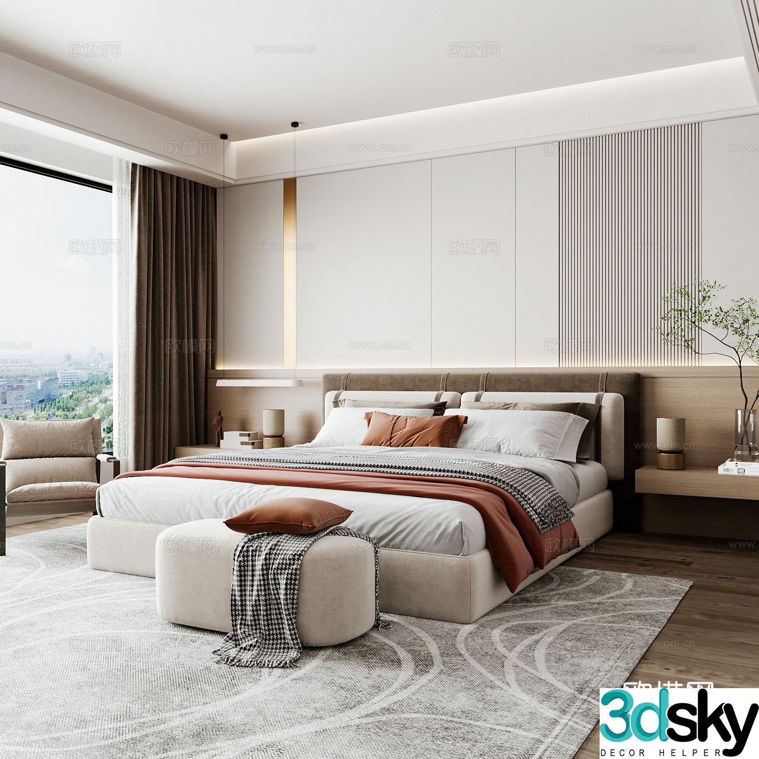 Modern home bedroom Modern bedroom Italian bedroom Simple bedroom Italian bed 3d model