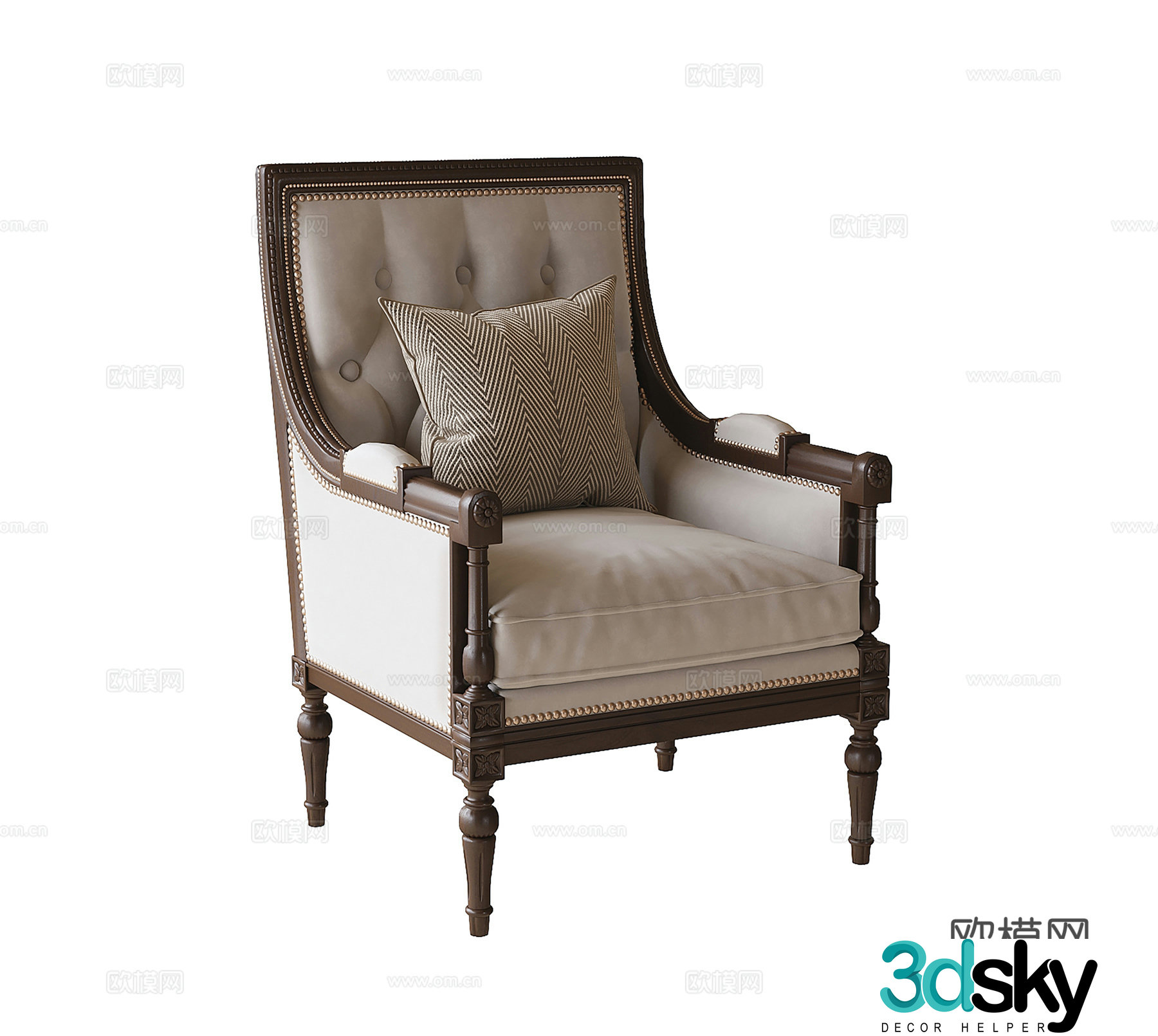 French single sofa single chair 3d model