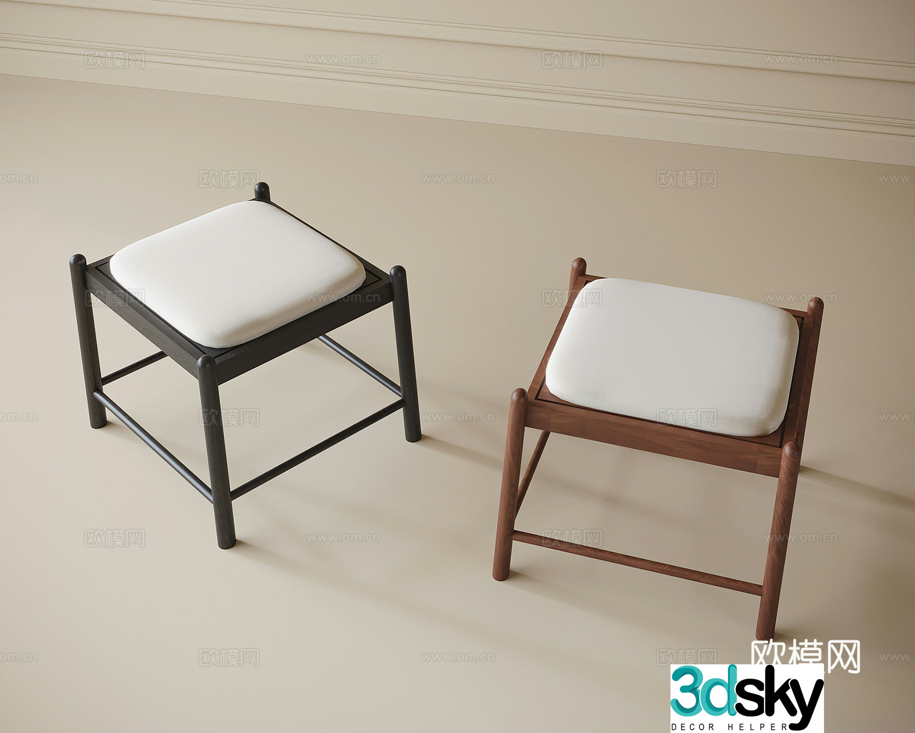Modern stool shoe changing stool dressing stool 3d model