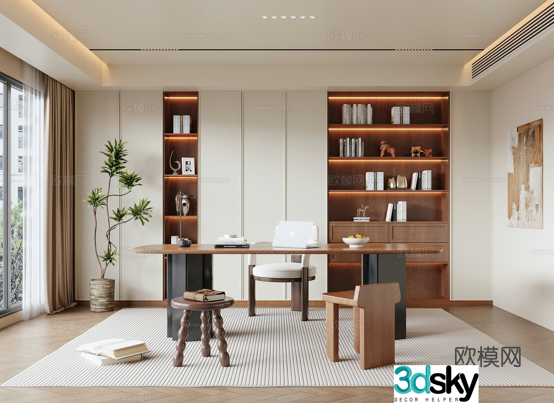 Middle-aged study room 3D model
