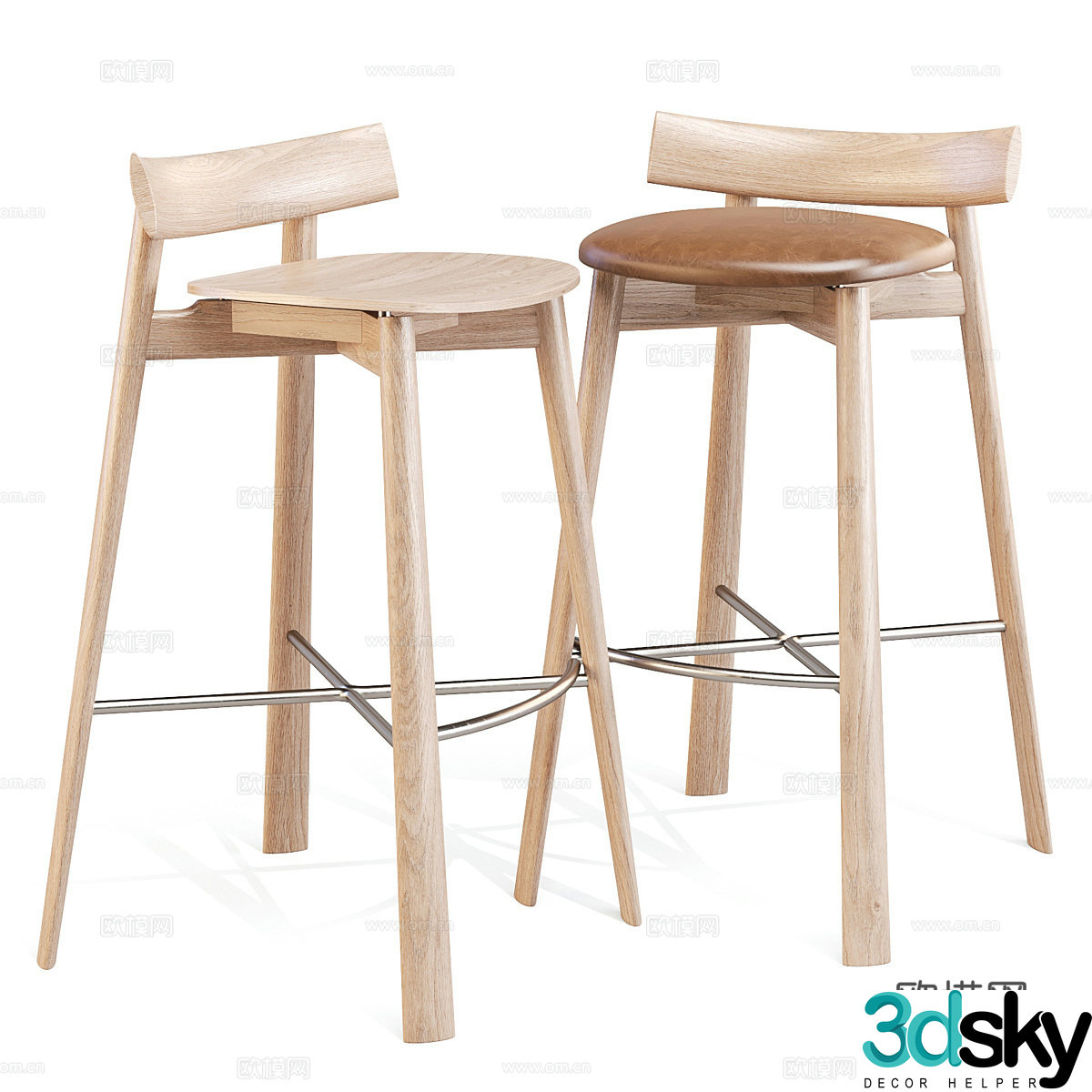 New Chinese style Remo bar stool 3D model