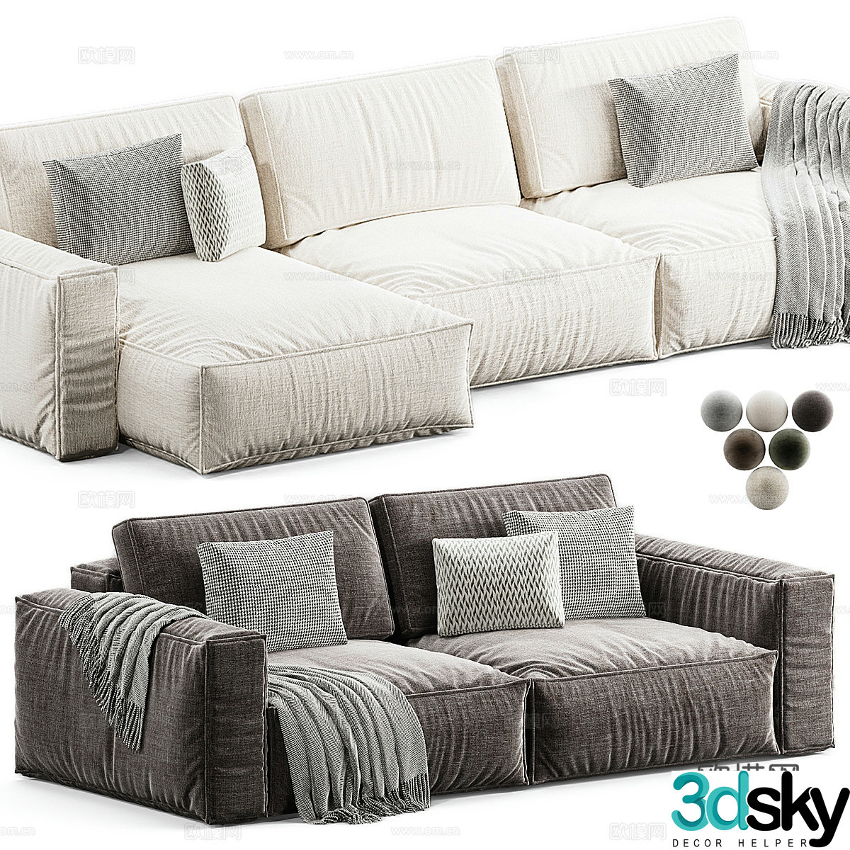 Modern Italian fabric corner sofa 3D model