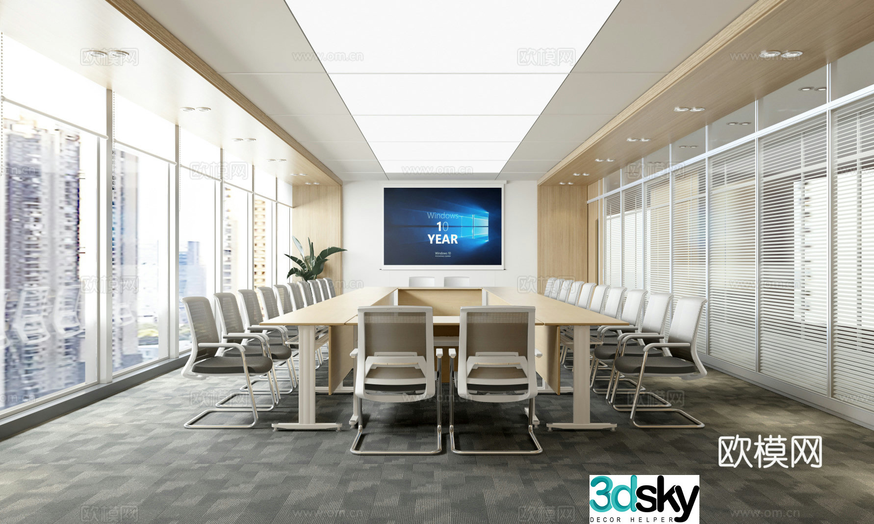 Modern multifunctional conference room training room study room 3d model