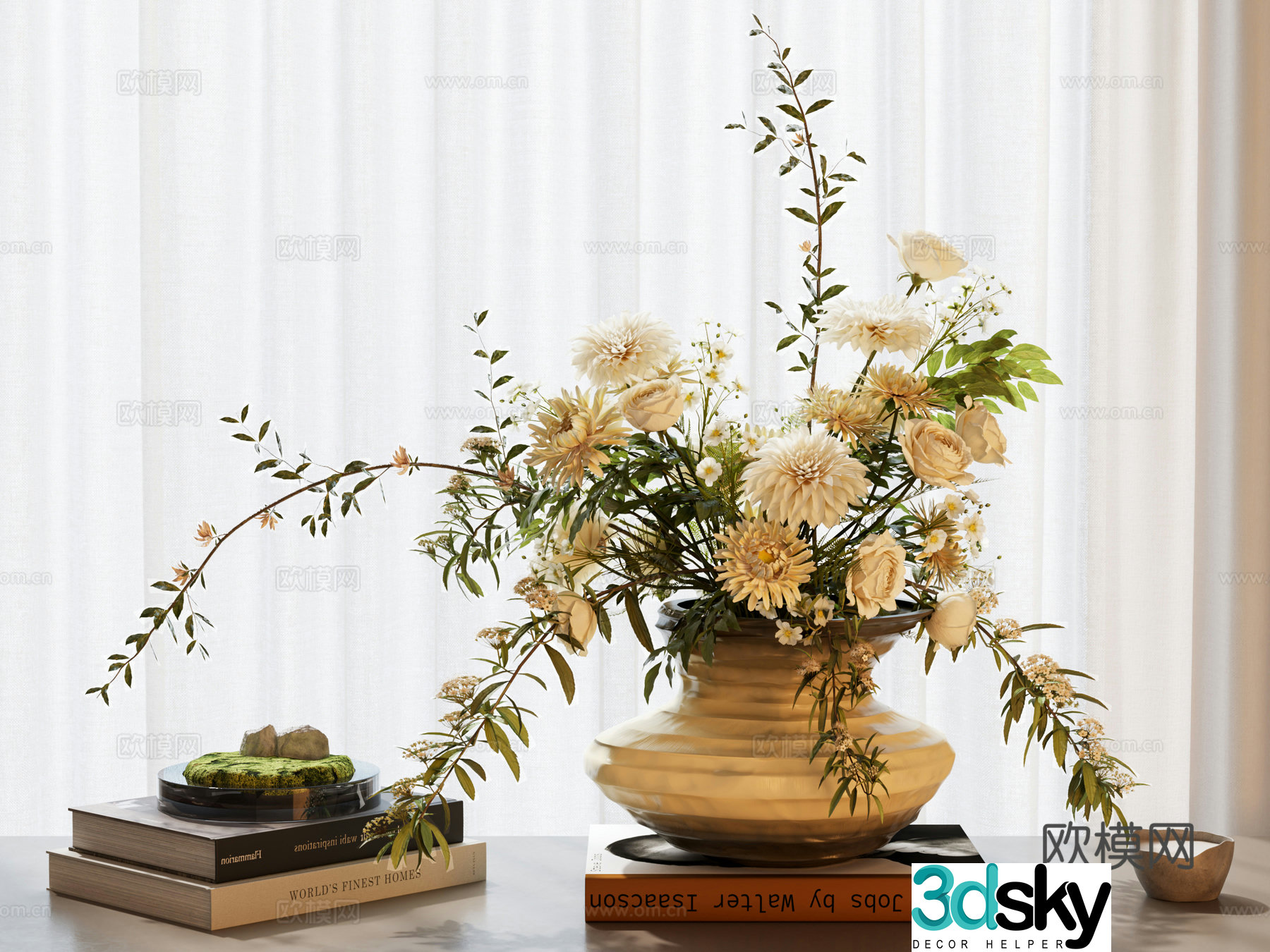 Modern vase Flower Flower Art Book Ornament Ornament Vase Ornament Modern vase Flower Art 3D Model