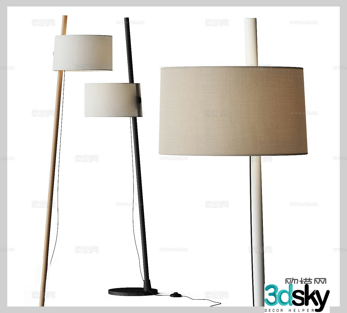 Simple floor lamp Paper floor lamp Outdoor floor lamp Garden floor lamp Fabric floor lamp 3D model