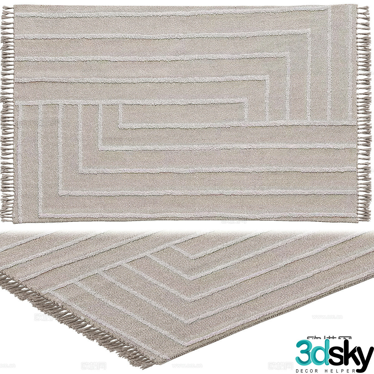 New Chinese Leonie Geo Hilo Tufted Carpet 3D Model