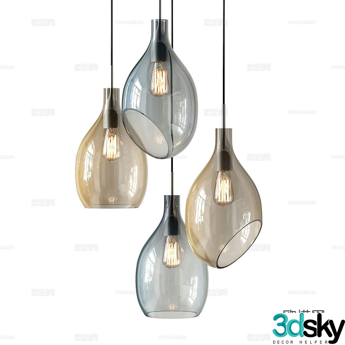 Chandelier combination Light luxury chandelier glass chandelier art chandelier restaurant chandelier bar chandelier 3d model
