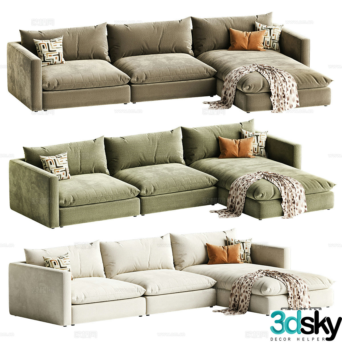 Modern Italian Unwind Modular Sofa 3D Model