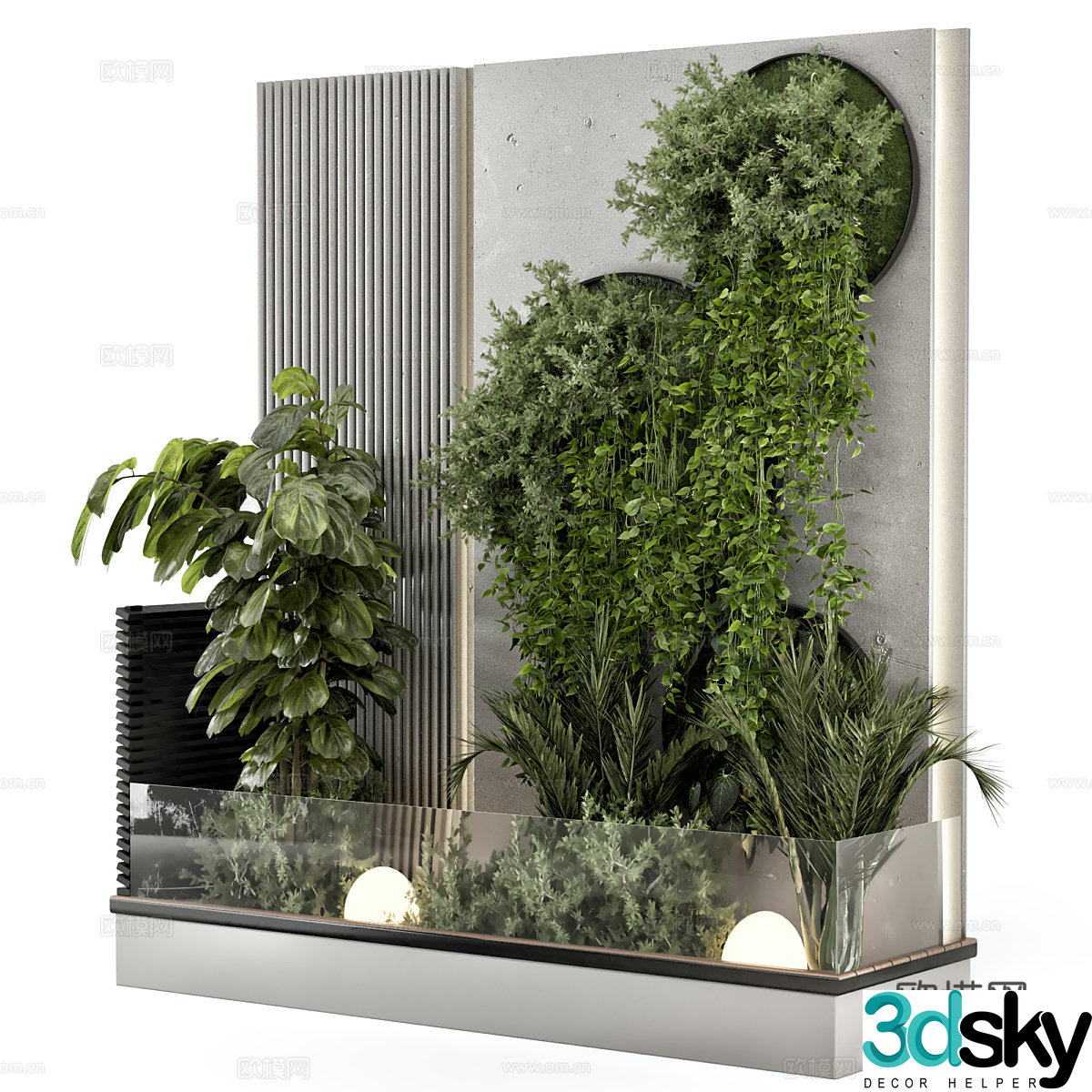 Flower box green plants potted green plants green plants background wall green plants landscape green plants wall plant wall 3d model