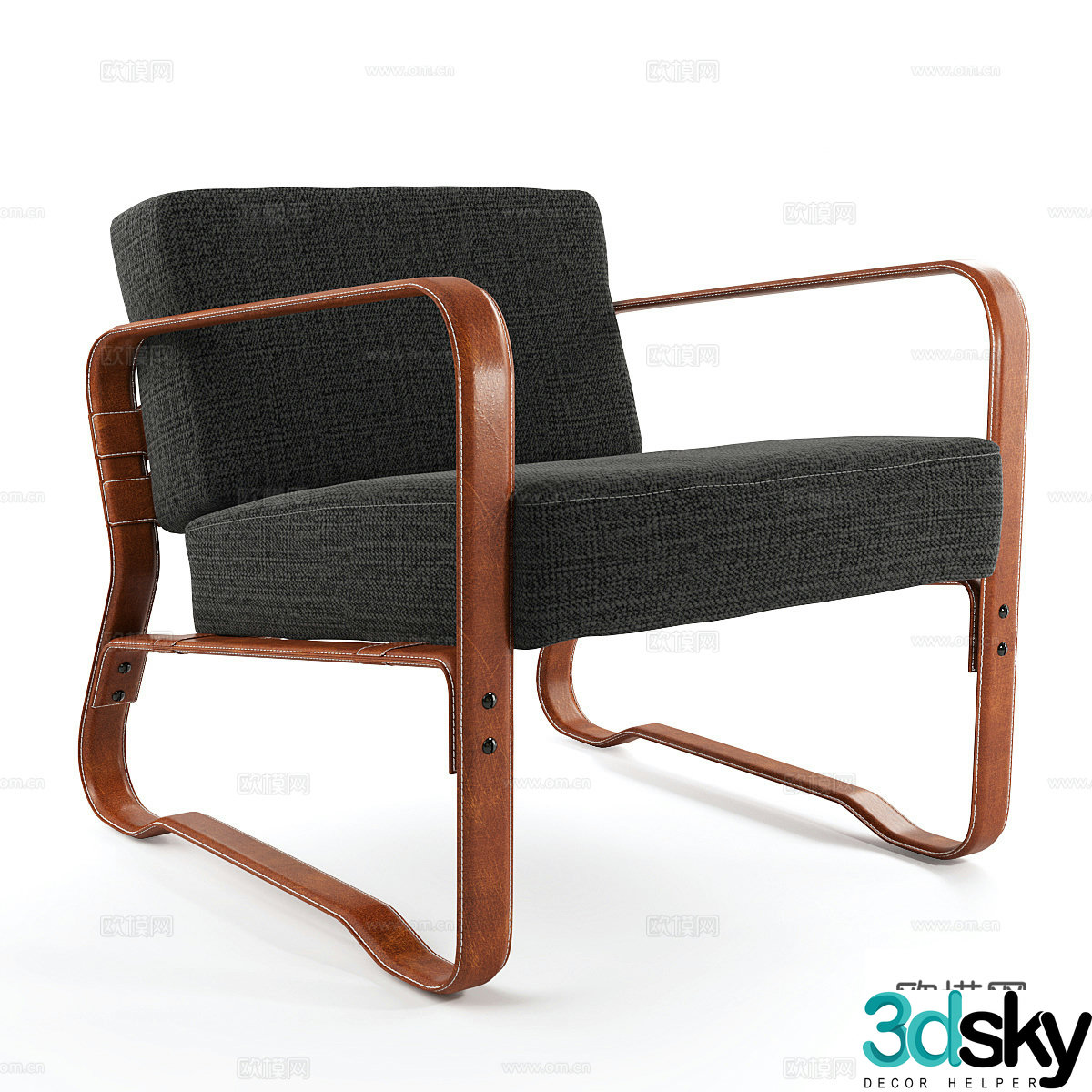 Medium-old leisure chair Medium-old single chair Backrest chair Armchair Fabric leisure chair Simple leisure chair 3D model