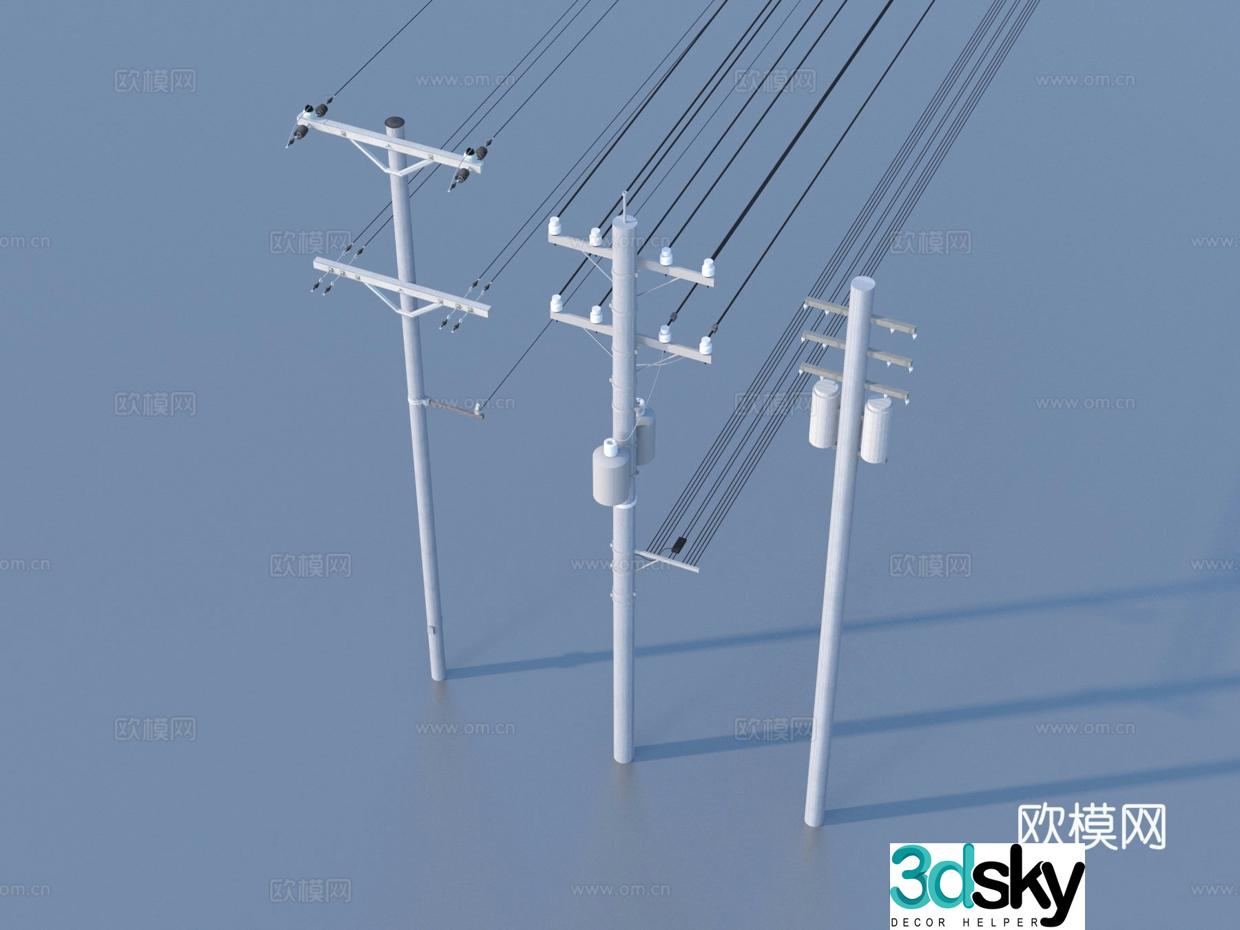 Telephone pole Wire High voltage wire AC wire 3D model