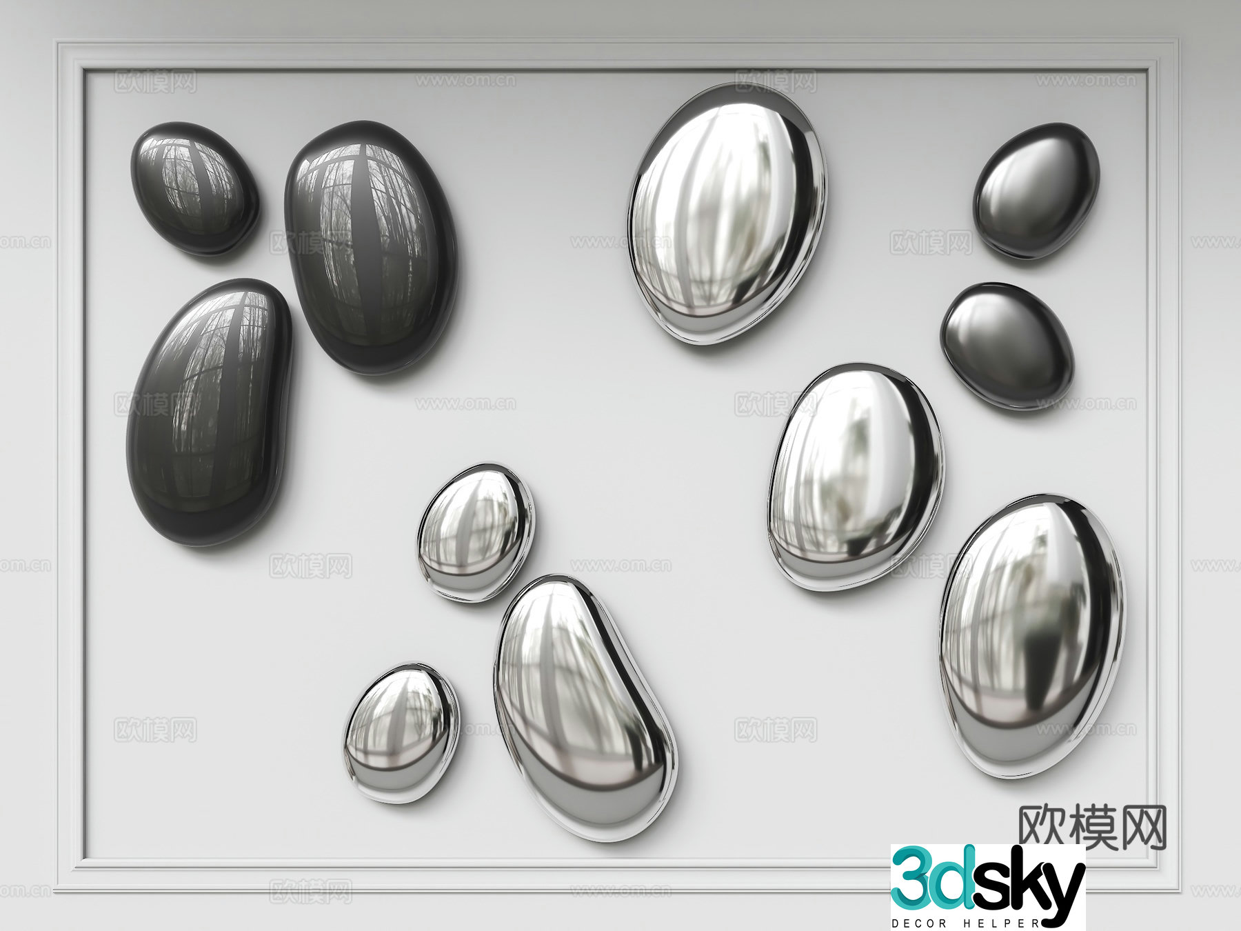 Modern pendant Metal water drop wall decoration Modern simple pendant Mirror metal pendant Special metal 3D model