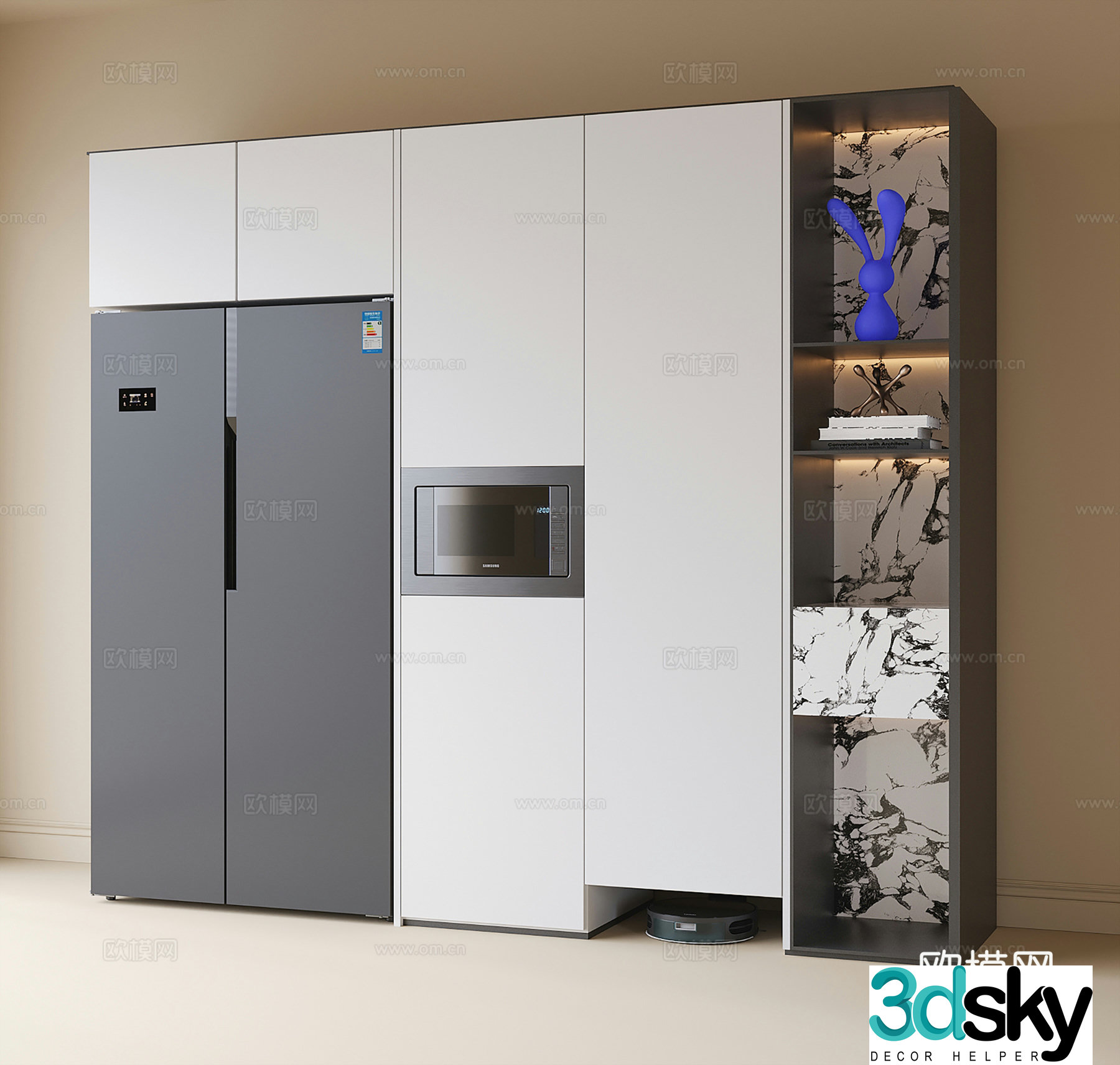 Modern refrigerator cabinet sideboard 3d model