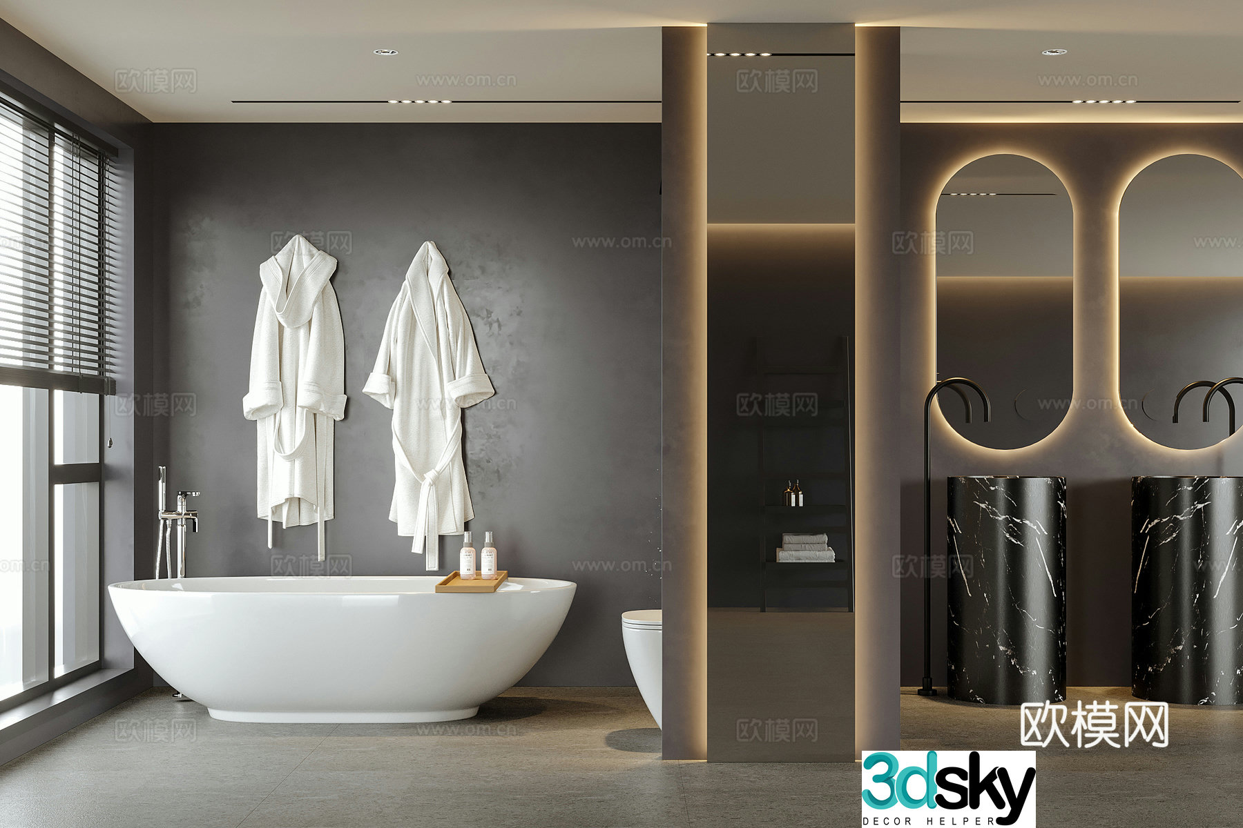 Modern hotel bathroom 3d model